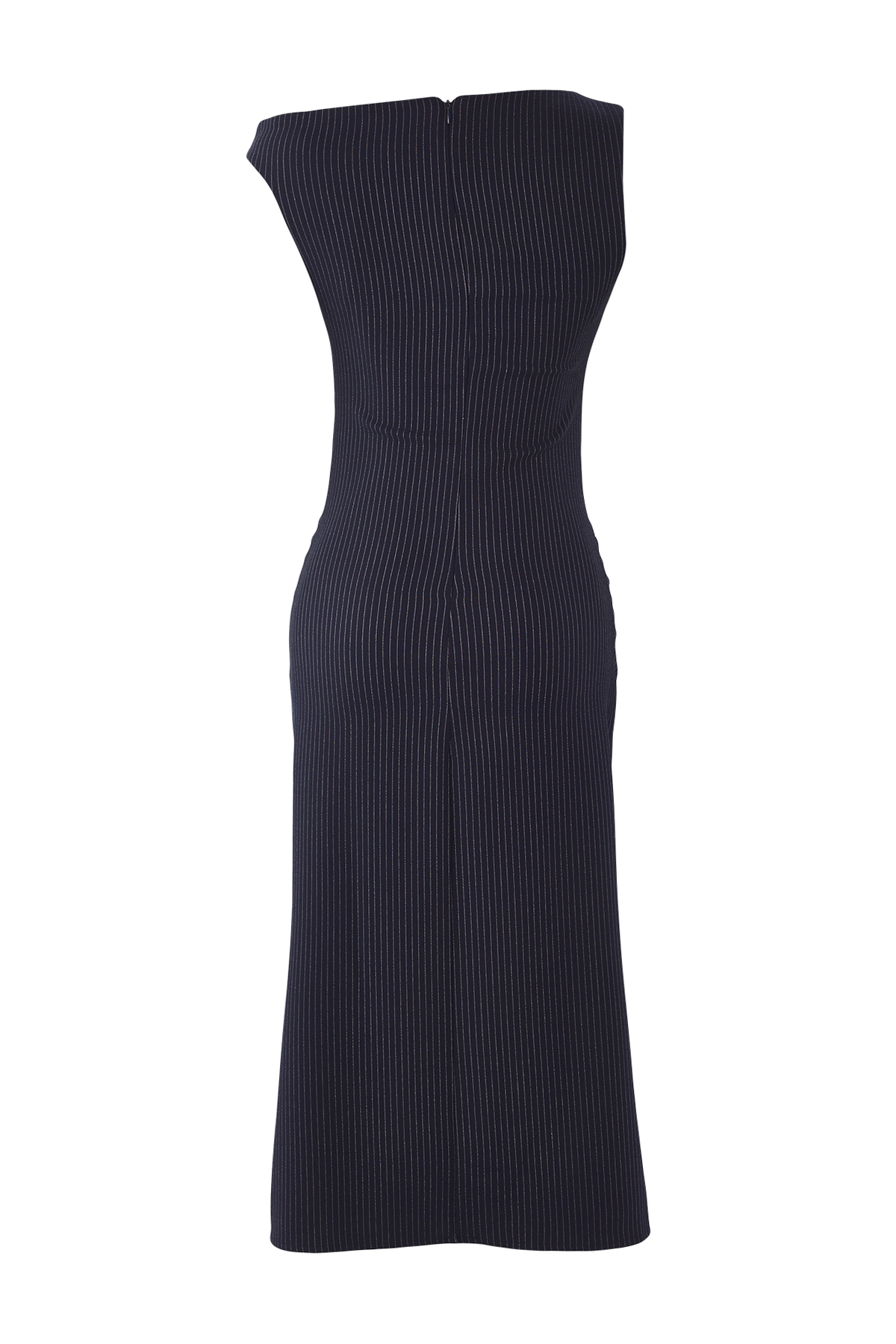 Trendyolmilla  Lacivert Çizgili Vücudu Saran Midi Dokuma Elbise TWOSS25EL00264 - Görsel 7