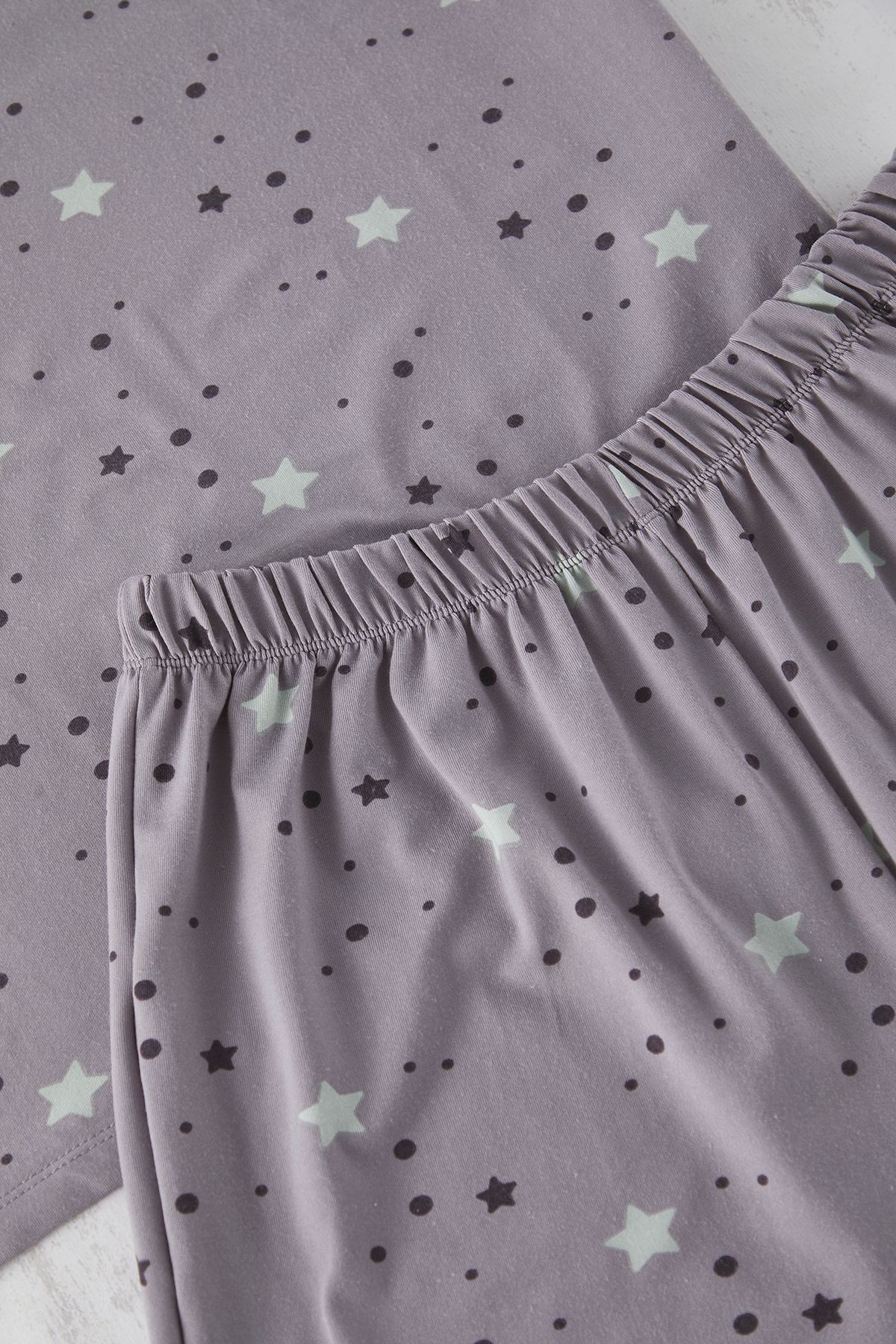 Trendyol Curve-Set de pijamale tricotate Milan cu model de stele gri TBBSS25AI00060 7
