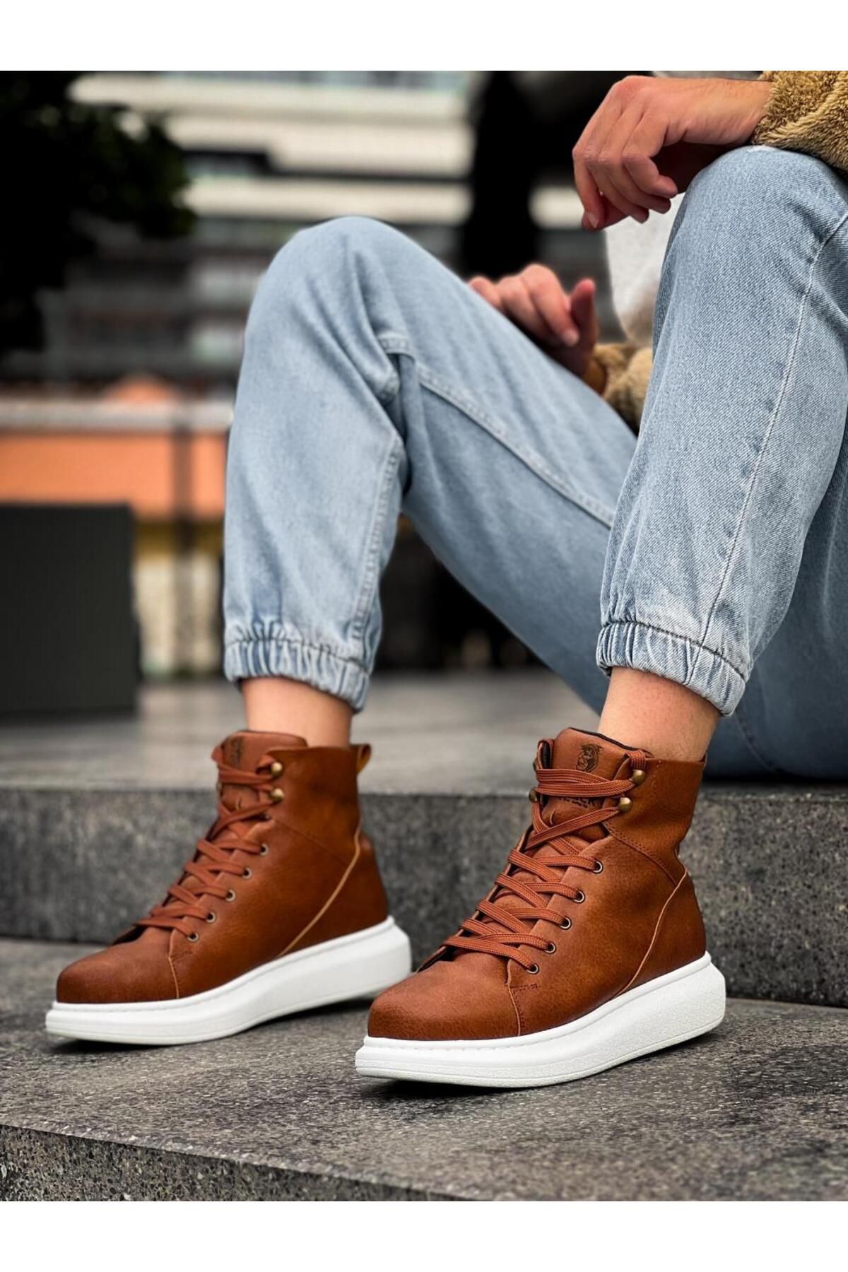 MR RZN STORE-High-Top Shoes - Tan 2