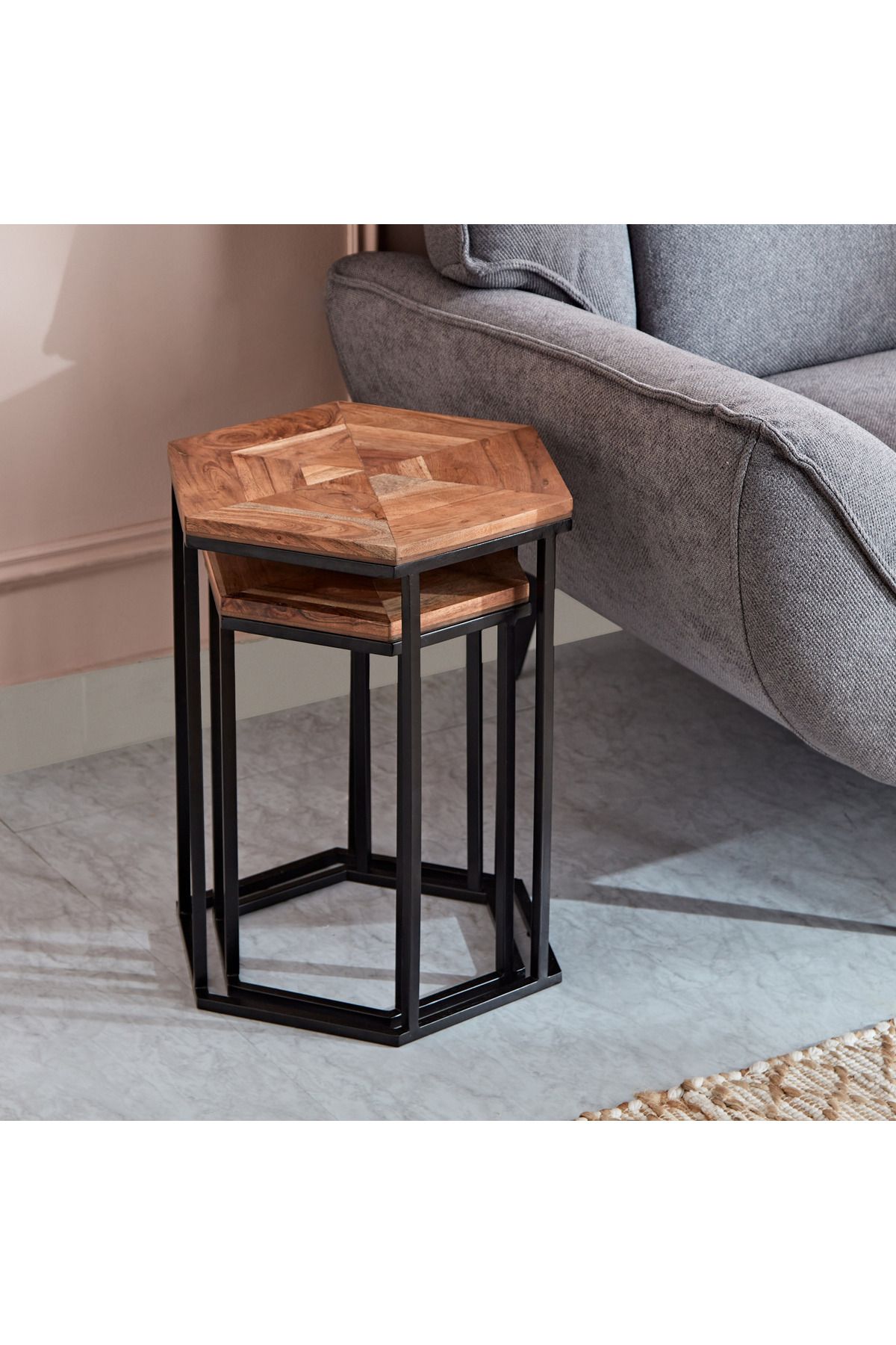 erorex-Chevron Nest of Tables - Set of 2 3