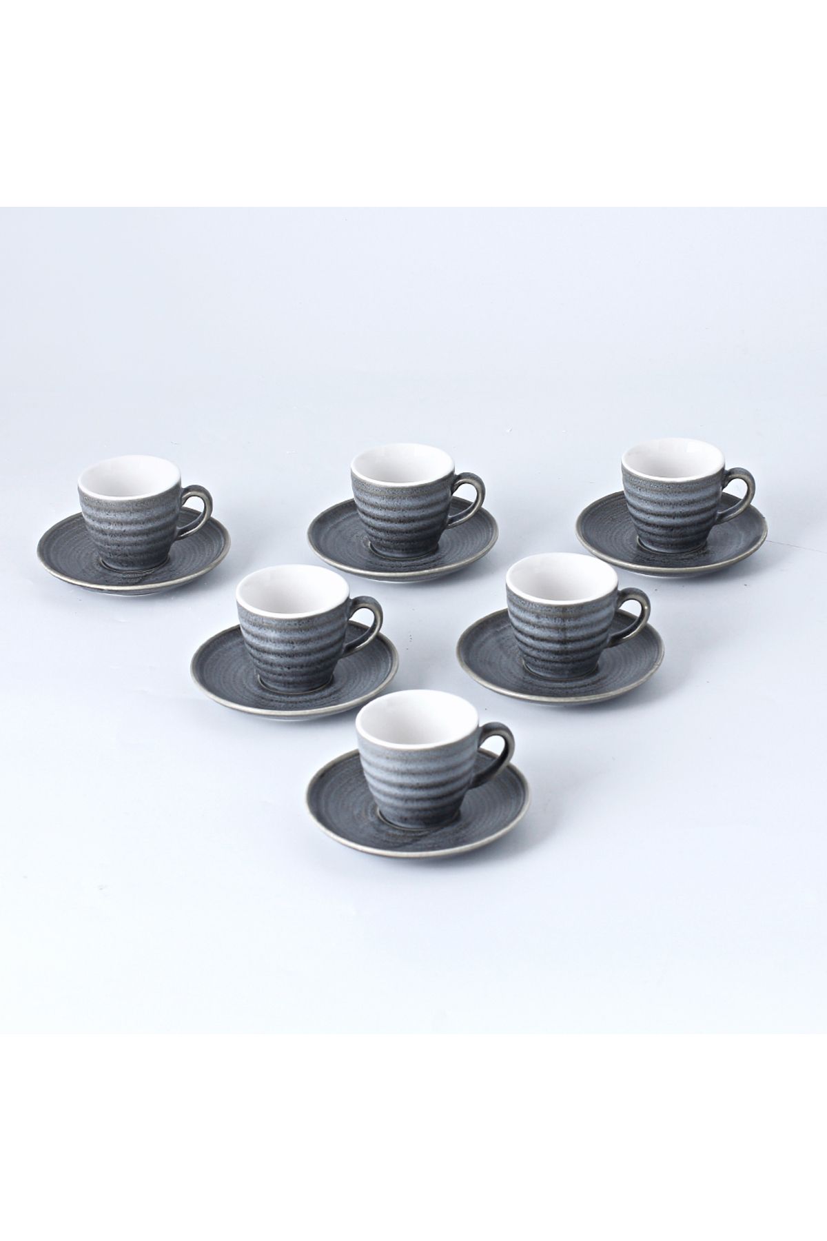 sharpdo-12-Piece Kiln Variable Glaze Process Round Linear Ceramic 100 ml Cup And Saucer 1