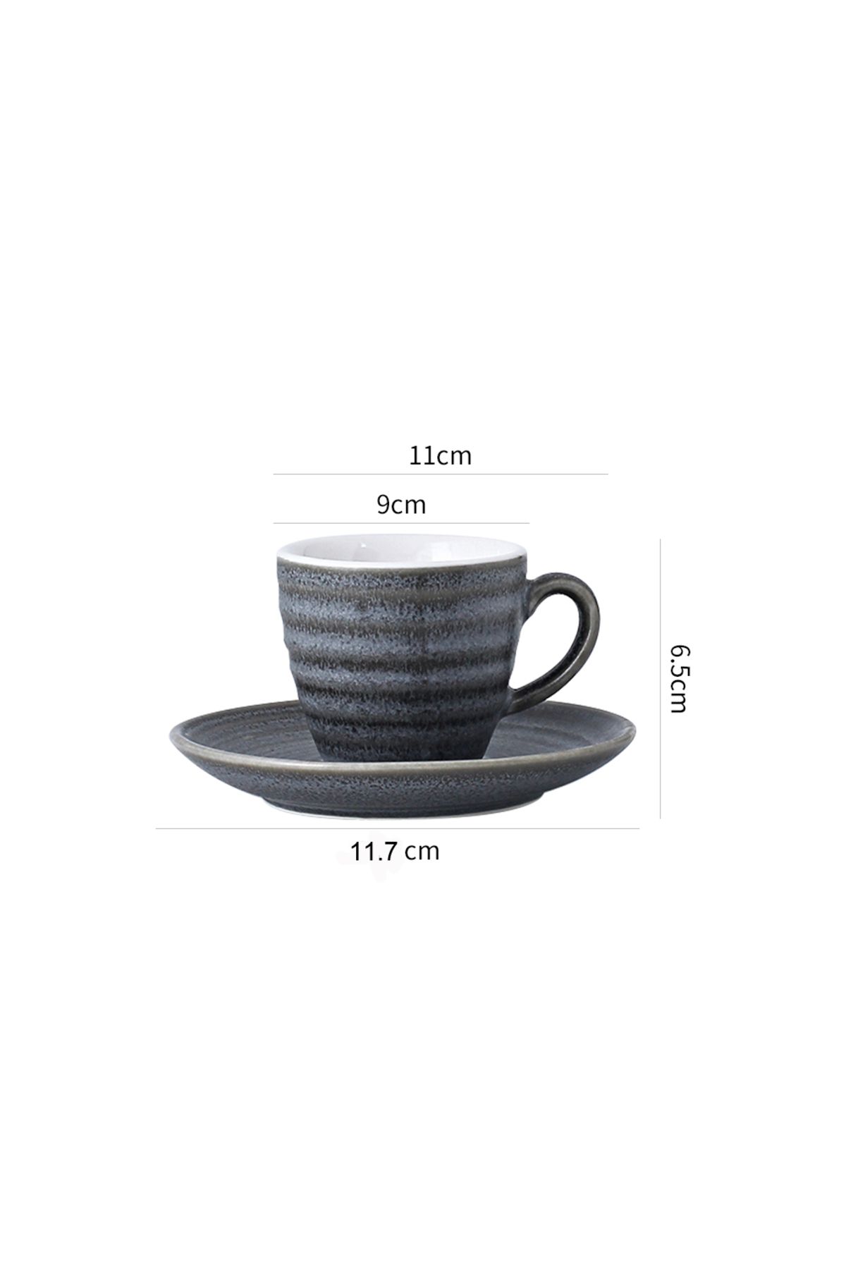 sharpdo-12-Piece Kiln Variable Glaze Process Round Linear Ceramic 100 ml Cup And Saucer 2