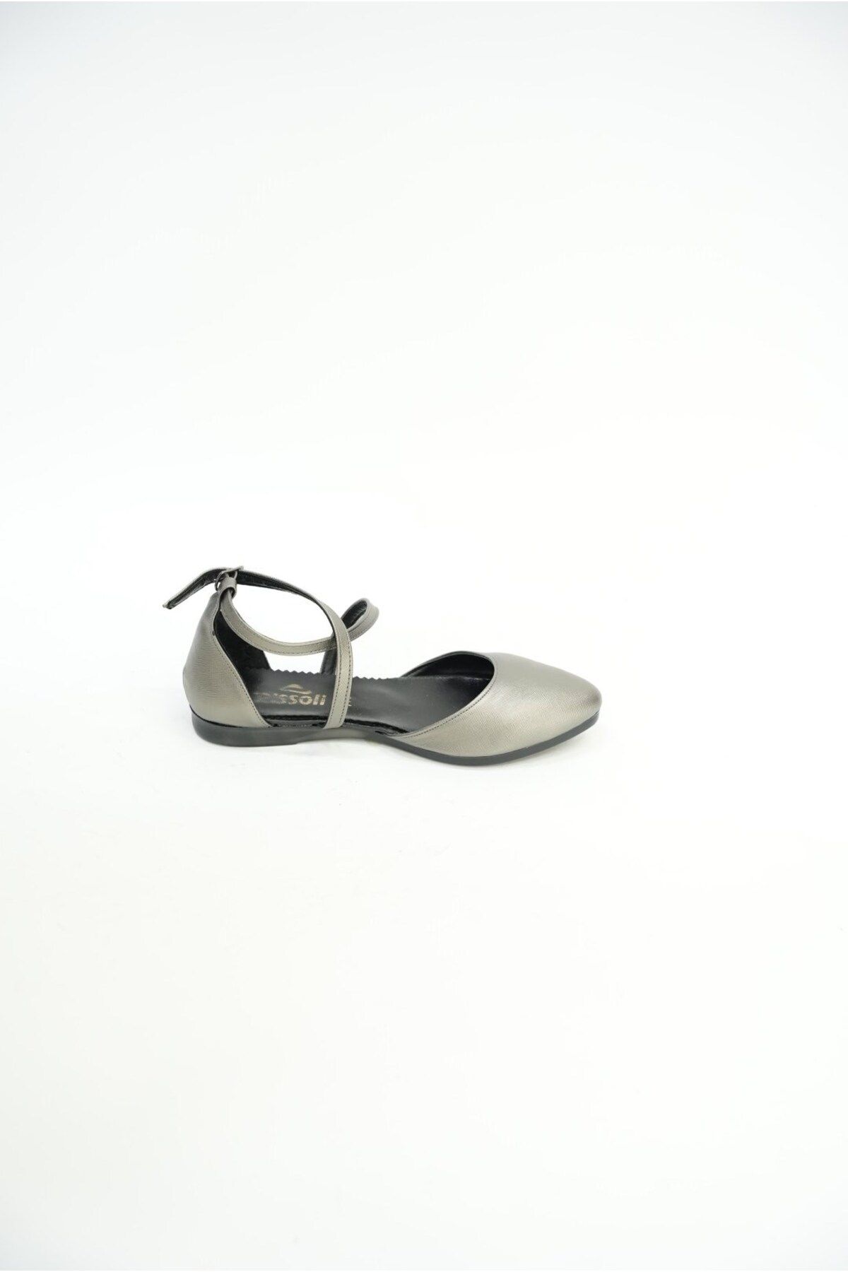 EYMEN SHOES-Silver Ballet Shoes with Ankle Tie 3