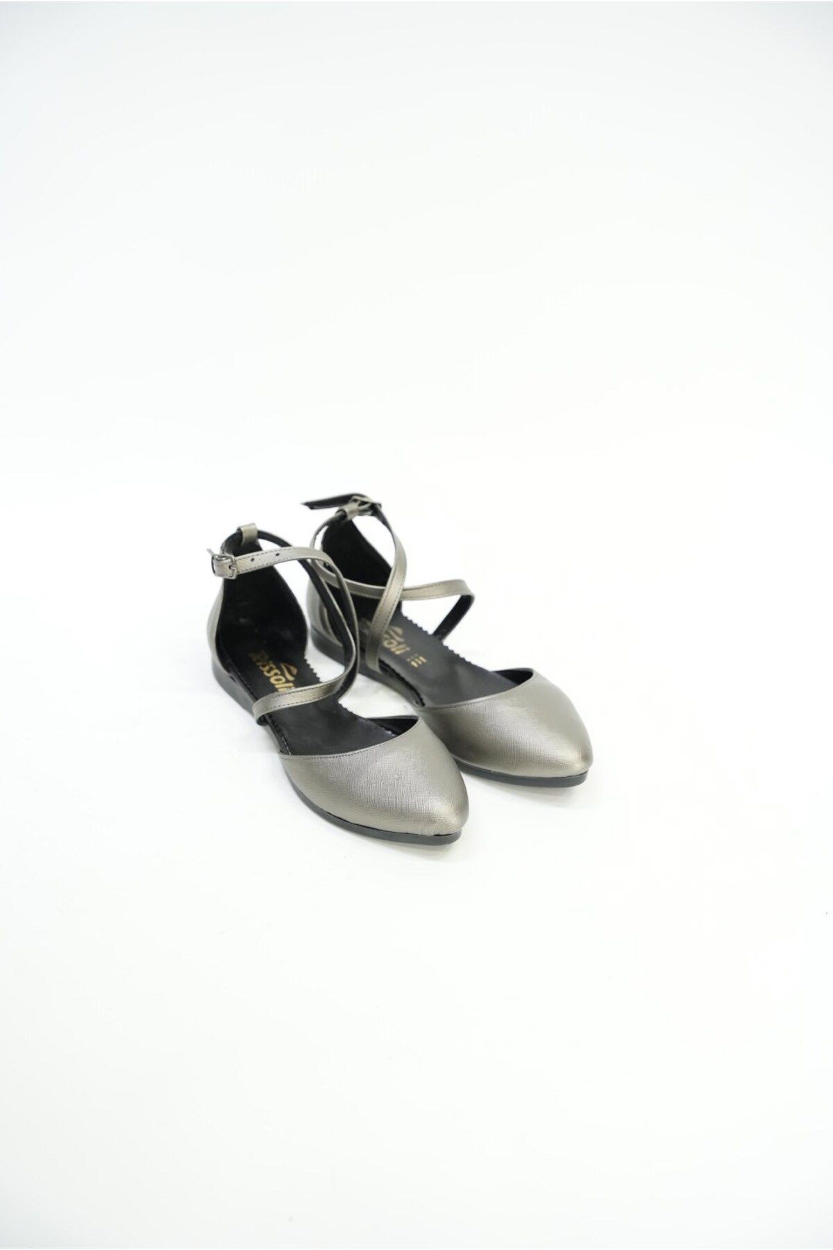 EYMEN SHOES-Silver Ballet Shoes with Ankle Tie 2