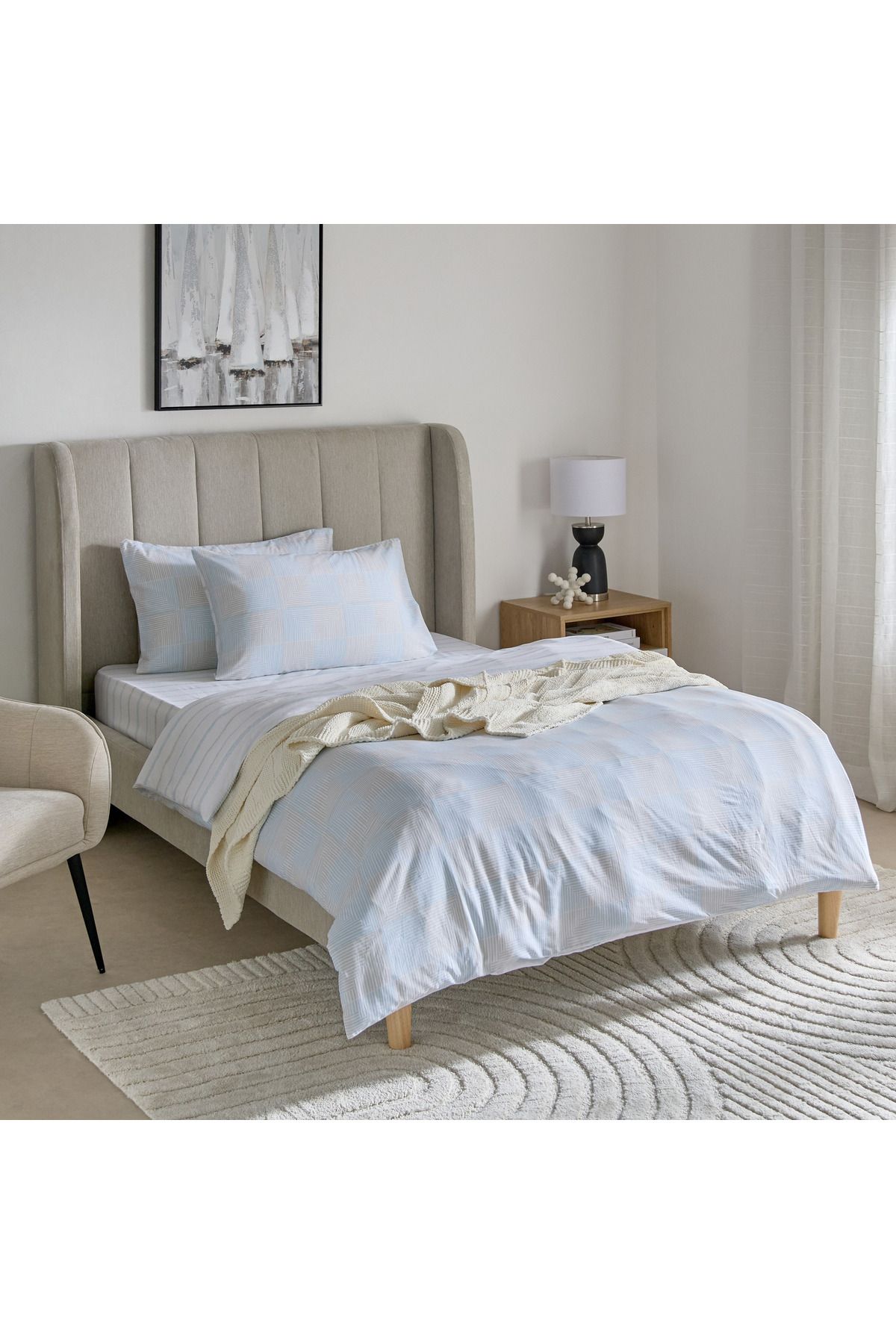 erorex-Aurora Jason Printed Cotton Twin Fitted Sheet - 120x200+33 cm 8