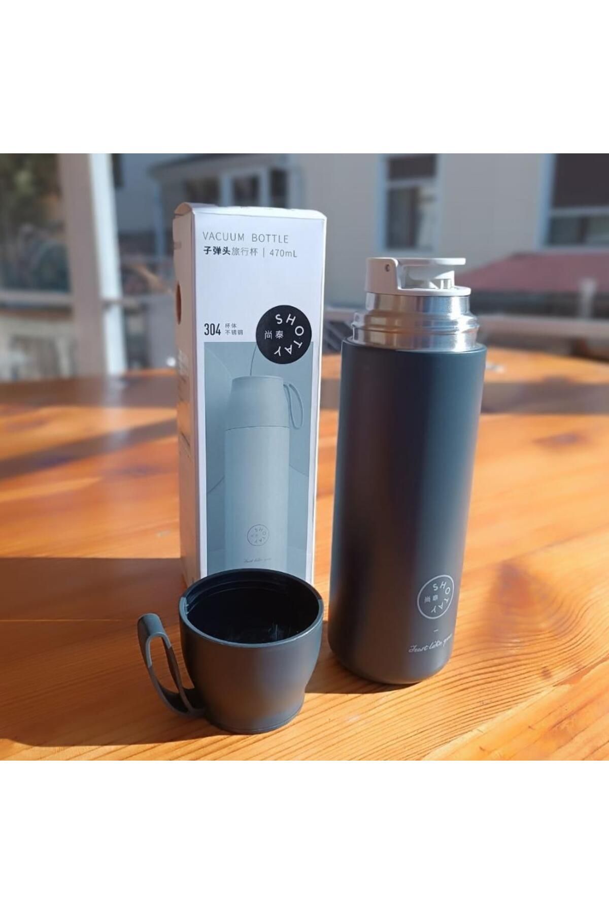 Shotay-470ml Ecru Happy Steel Thermos Flask 3