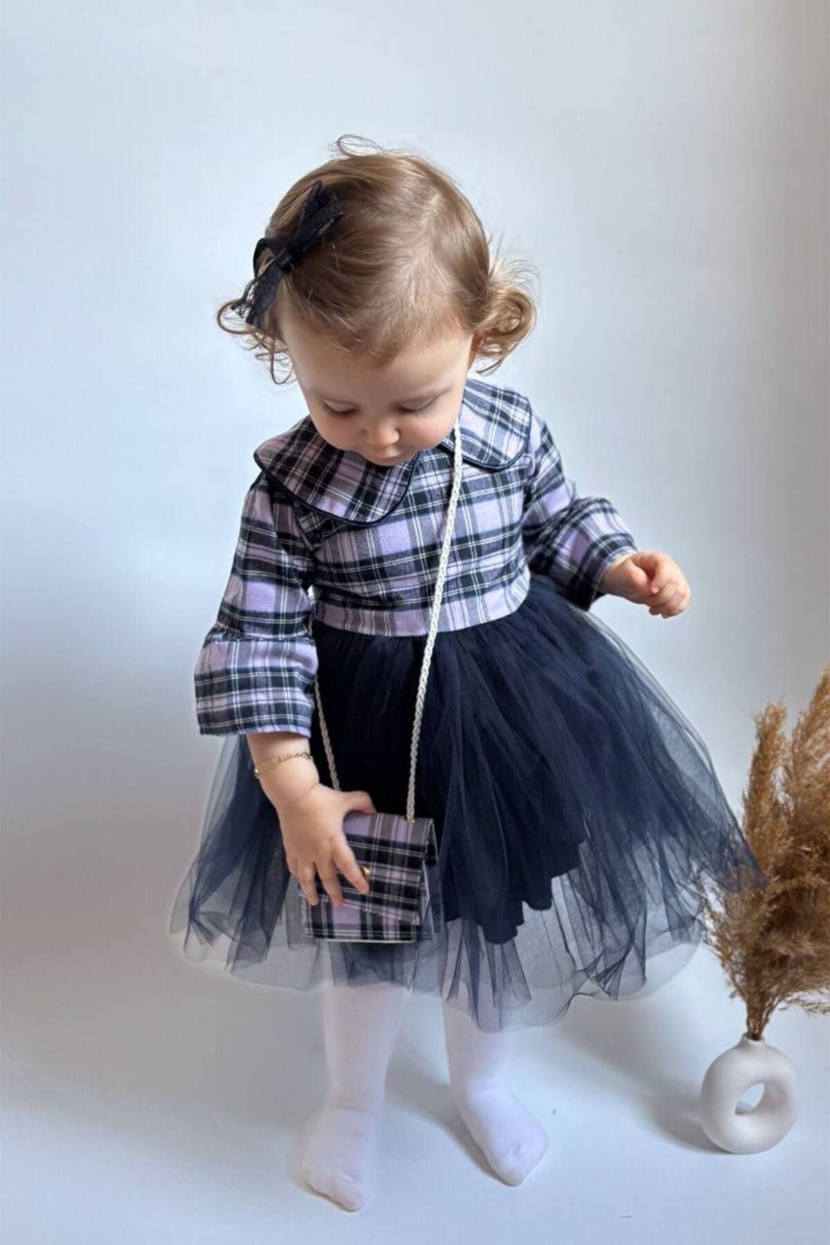 KETBaby-Plaid Dress with Bag 1