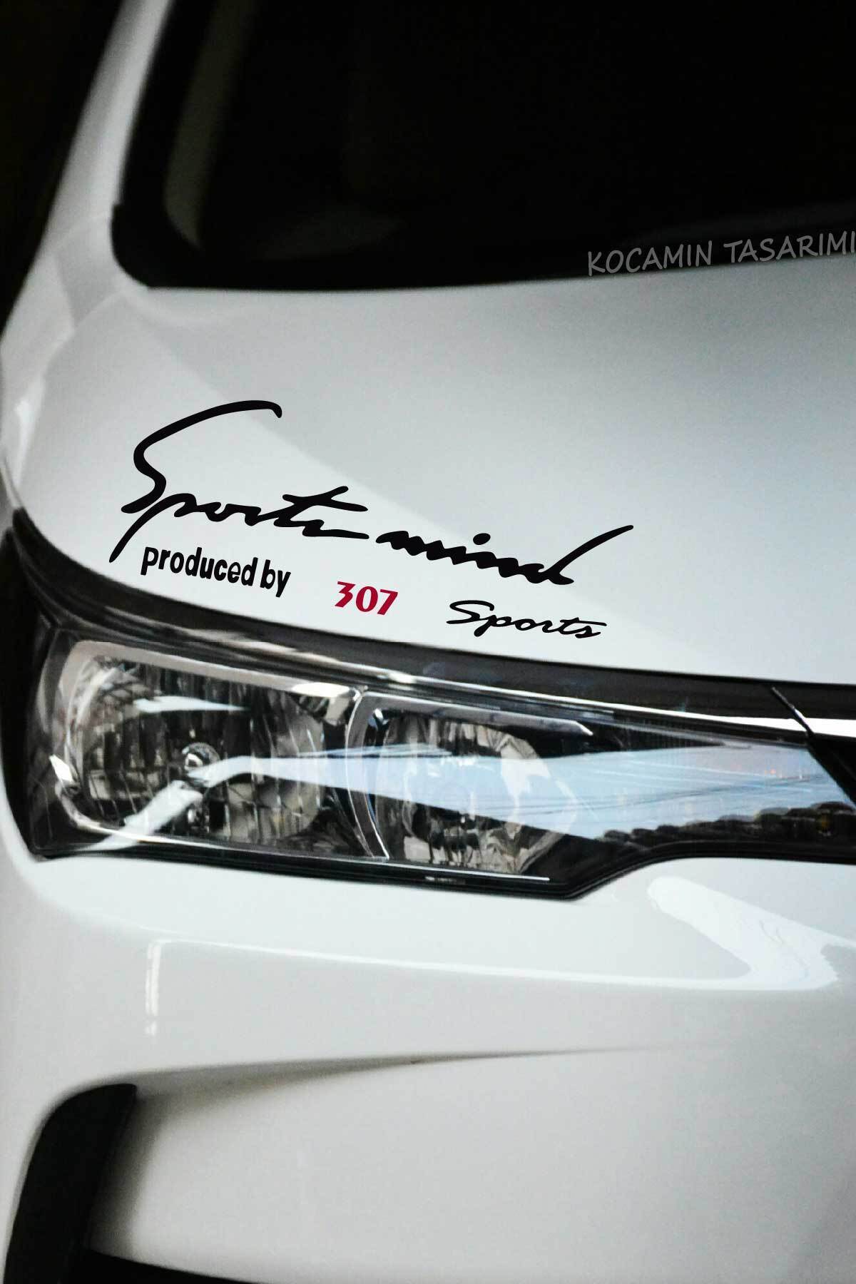 307 Engine Sticker Kocamın Tasarımı Peugeot 307 Sport Mind Şeritli Far Sticker Siyah Zemin ...