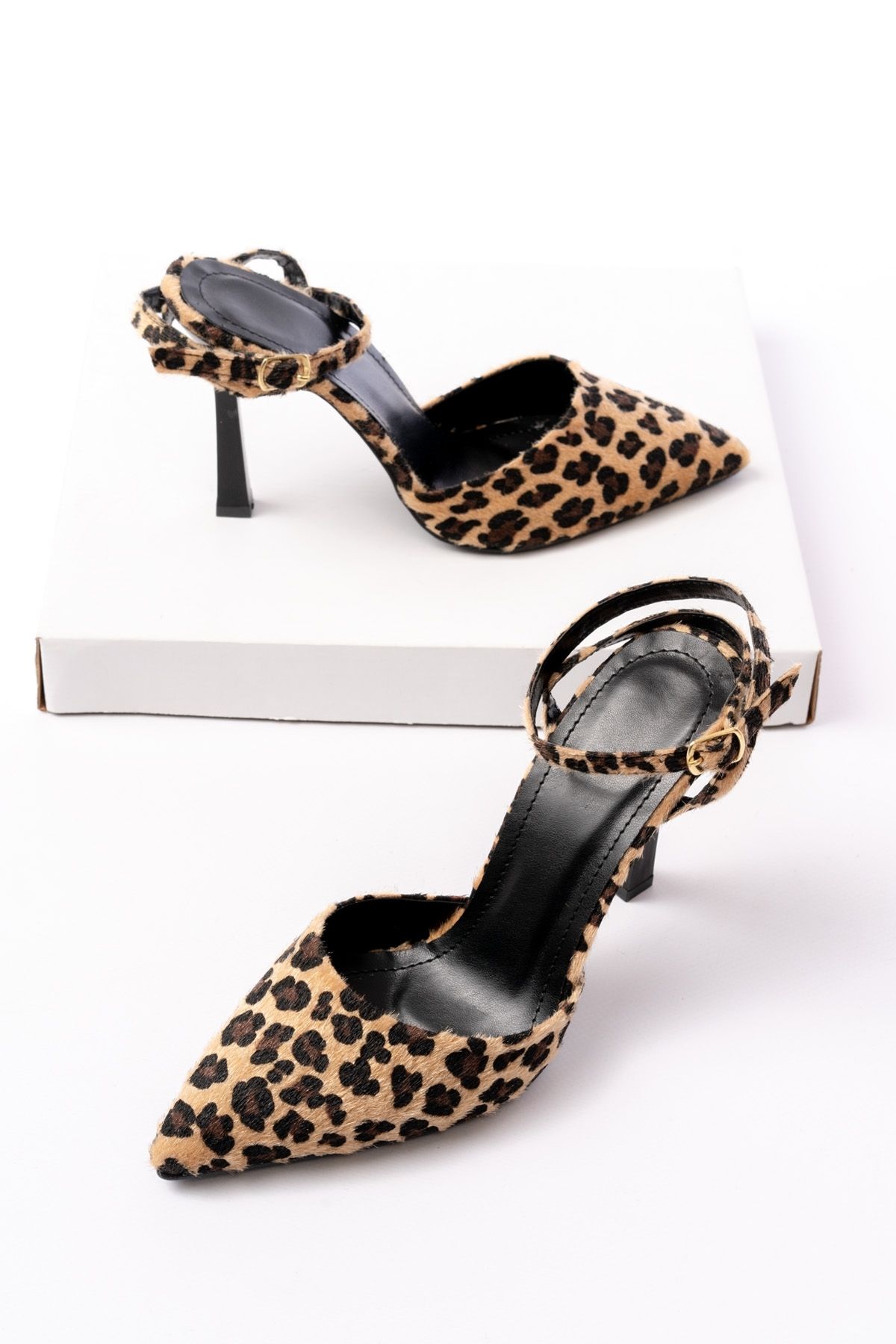 DURUNUN BUTİĞİ-Berta Leopard (10 cm Heel Length) Pointed Toe Heeled Shoes 2