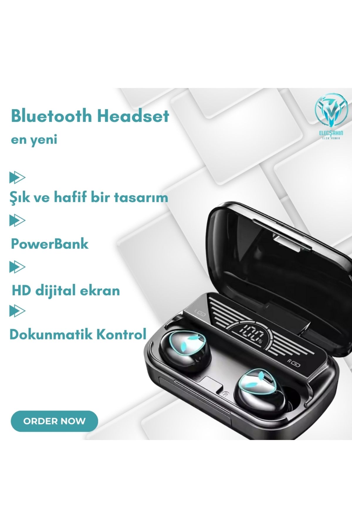 evotech Bluetooth Kulaklık Yüksek Ses Kaliteli. Powerbankli Şarj Göstergeli Kulakiçi Kablosuz Dokunmatik sy