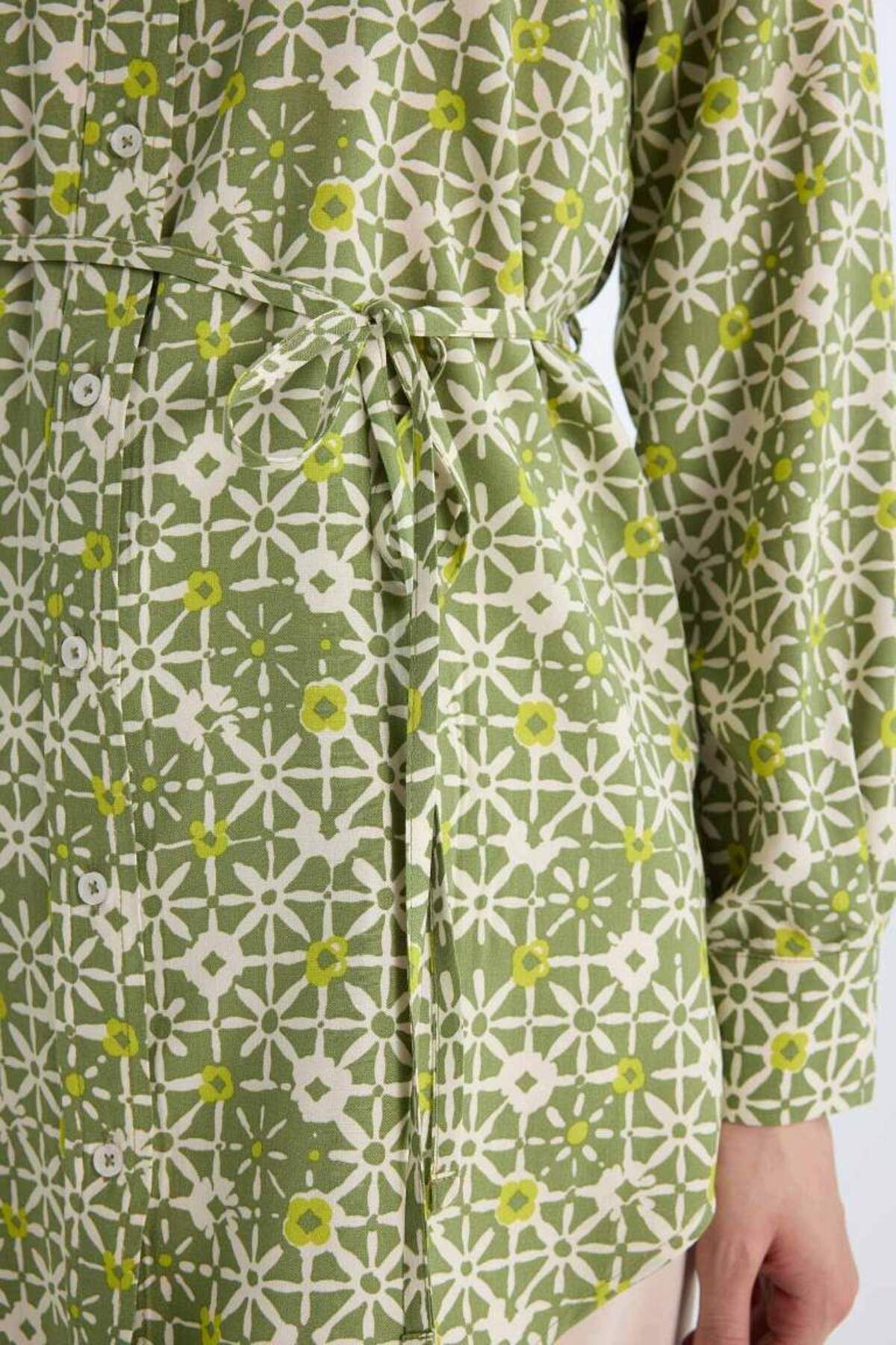 DeFacto-New Season Regular Fit Patterned Belted Long Sleeve Shirt Tunic 6