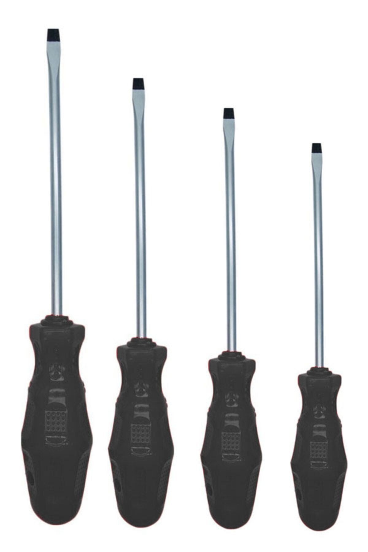 SİHİRLİ AYAKLAR 4 Adet Ucu Mıknatıslı Düz Tornavida Siyah Saplı Düz Uçlu (3x75 mm-4x100 mm-5x125 mm-6x150 mm)