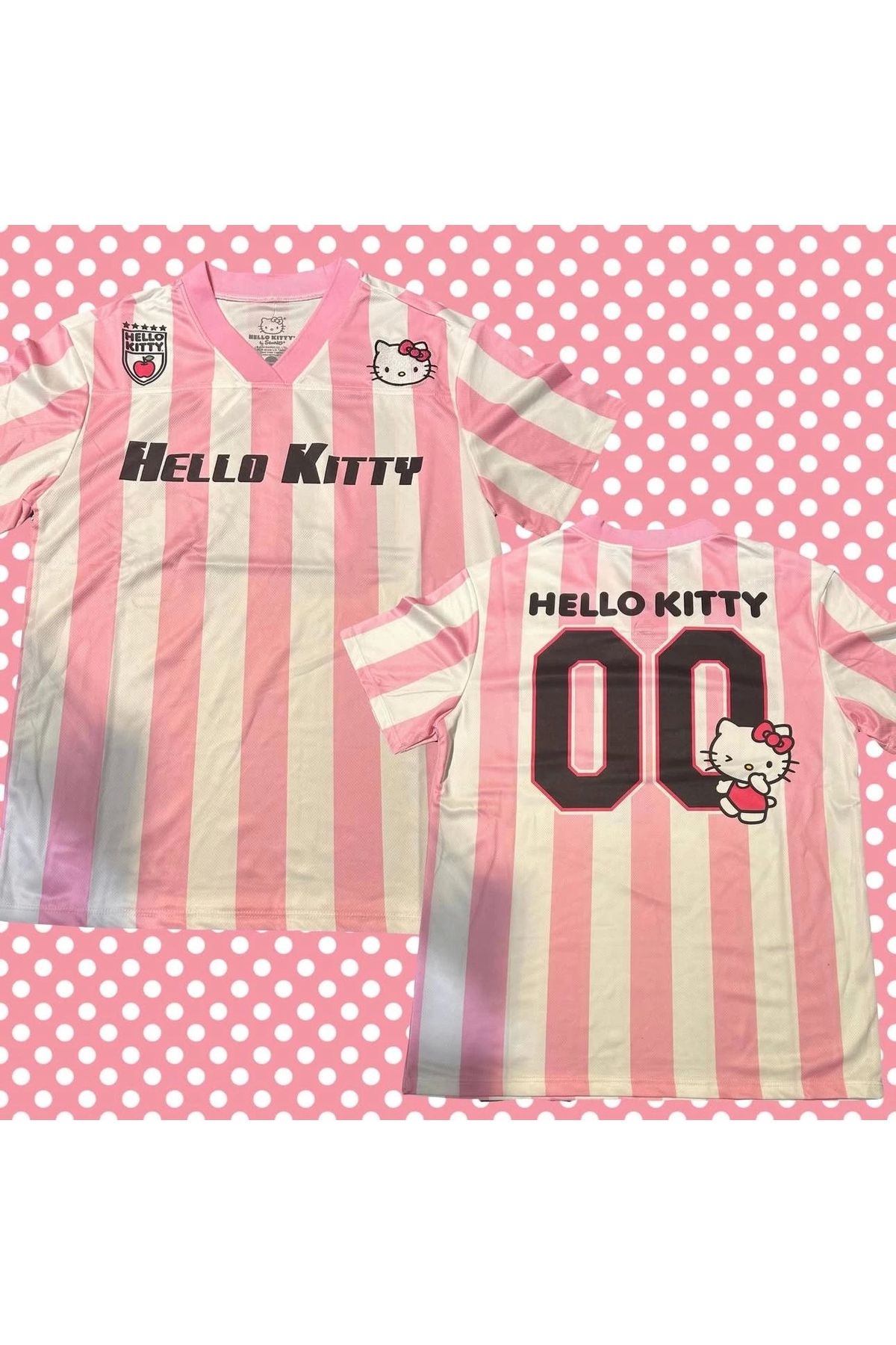 1blood Pembe Kitty Jersey V Yaka Forma