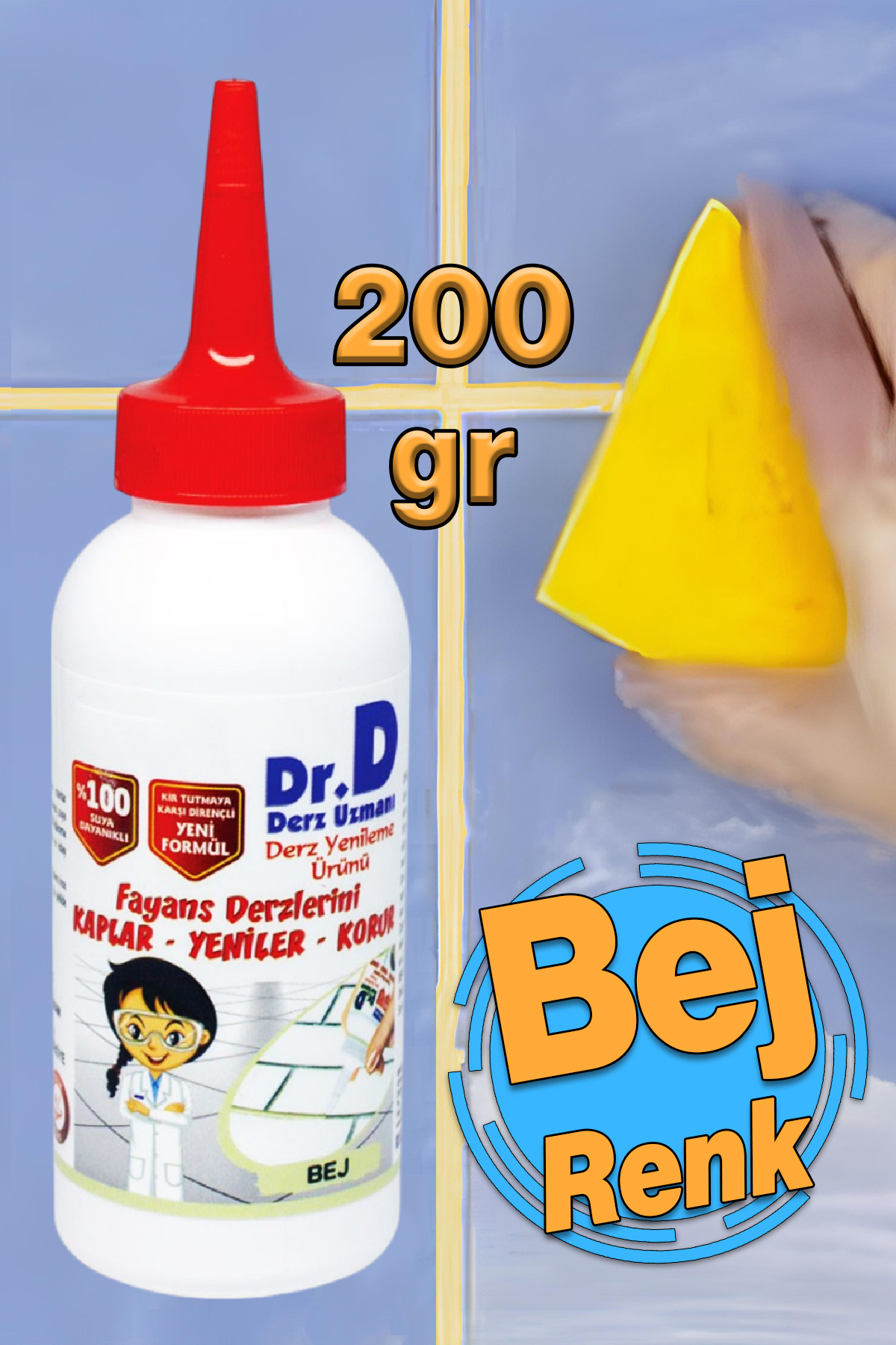 Badem10 BEJ Renk Derz Dolgu Fayans Seramik Mermer Yer Duvar için Tamir Derz Yenileme Dolgusu 200 Gr