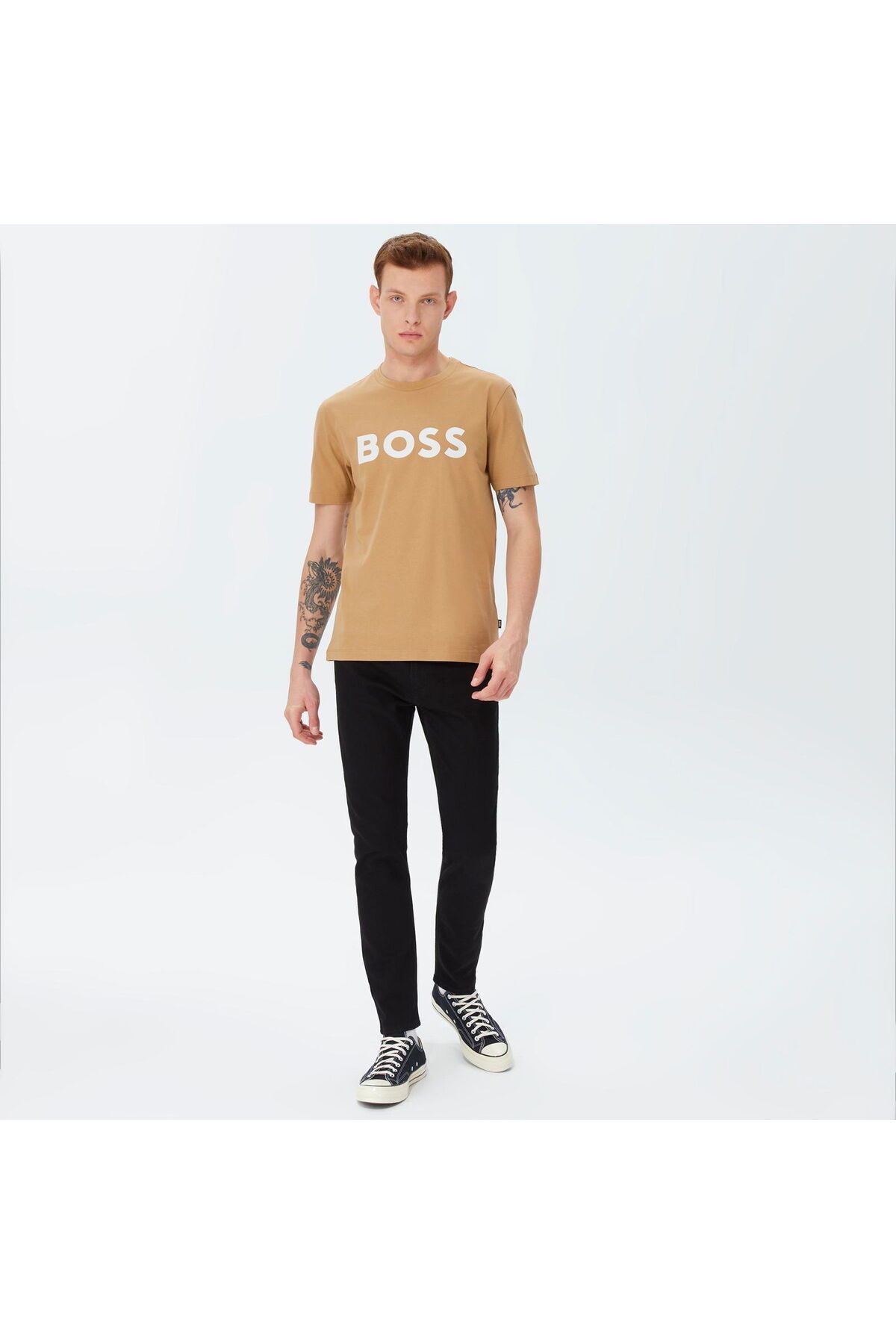 تی شرت مردانه آستین کوتاه مسطح بژ 50495742 260 BOSS