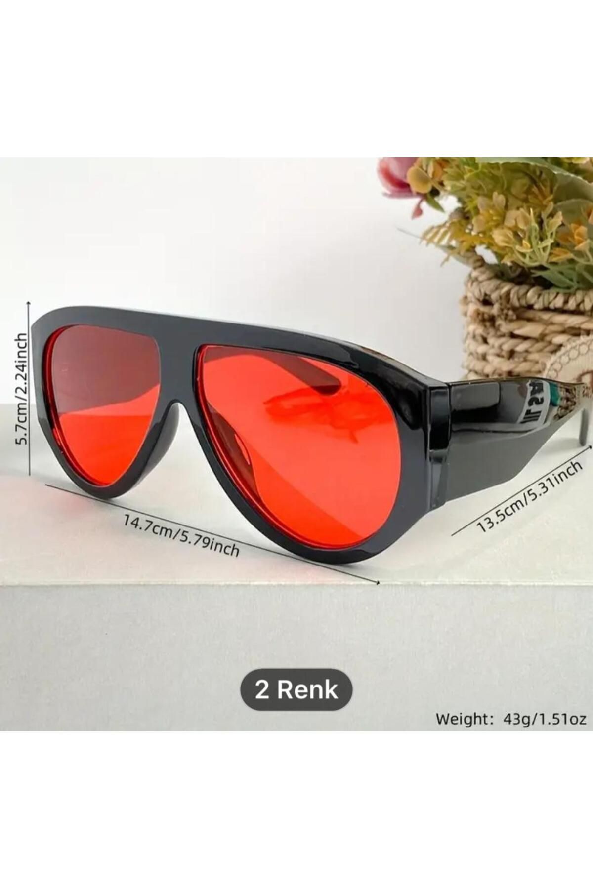 SUNA-Red Cagale Large Frame Sunglasses All Seasons 3