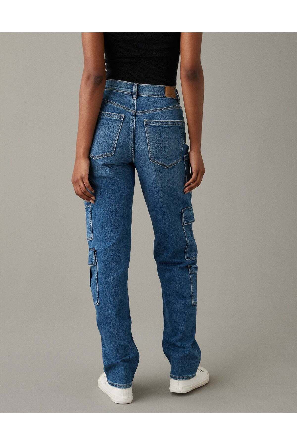 AMERICAN EAGLE-AE Stretch Super High-Waisted Baggy Straight Cargo Jean 3
