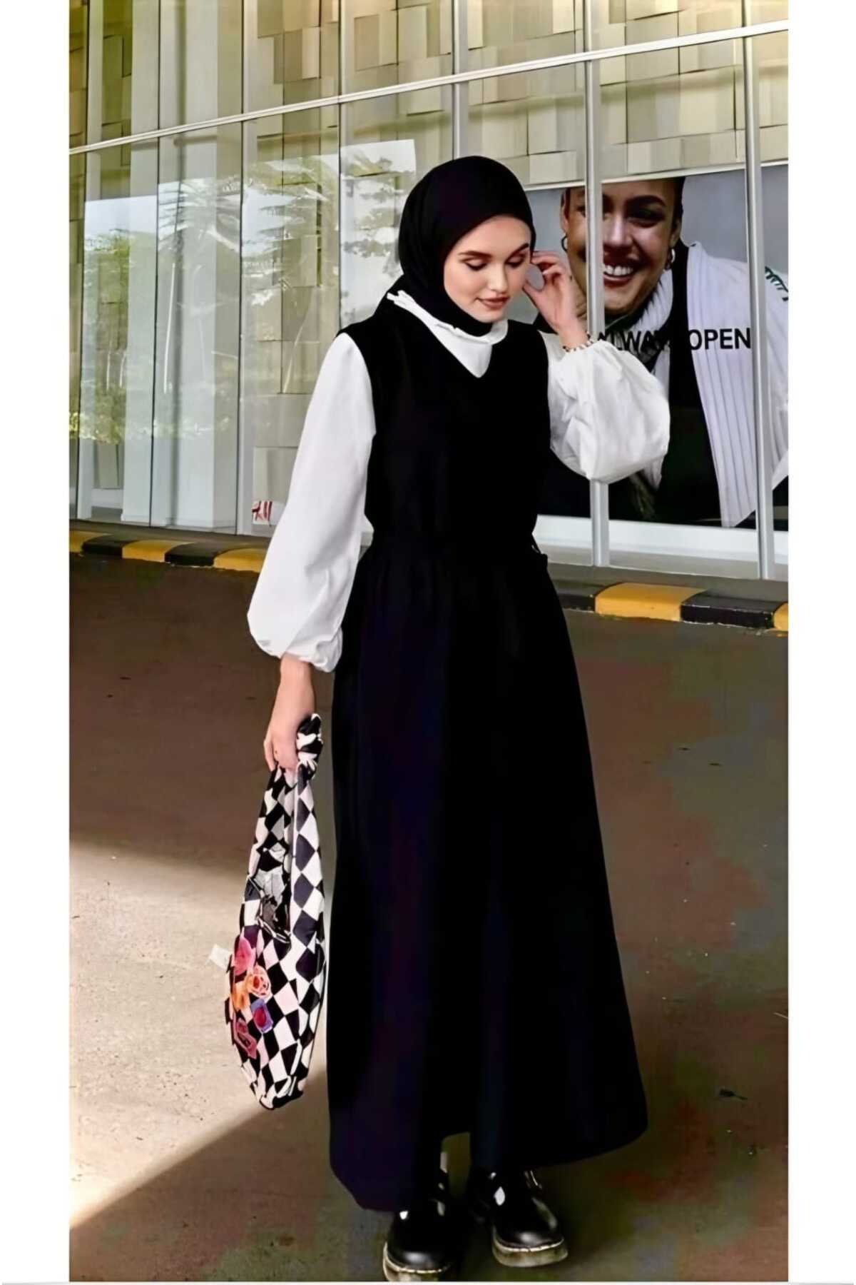 CNG MODA Plus Size Black Hijab Gilet