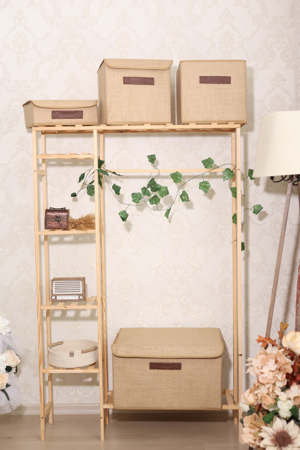 ON-ARS TEKSTİL-Jute Lid, Lidless Cabinet Set Organizer Folding Storage Box 3