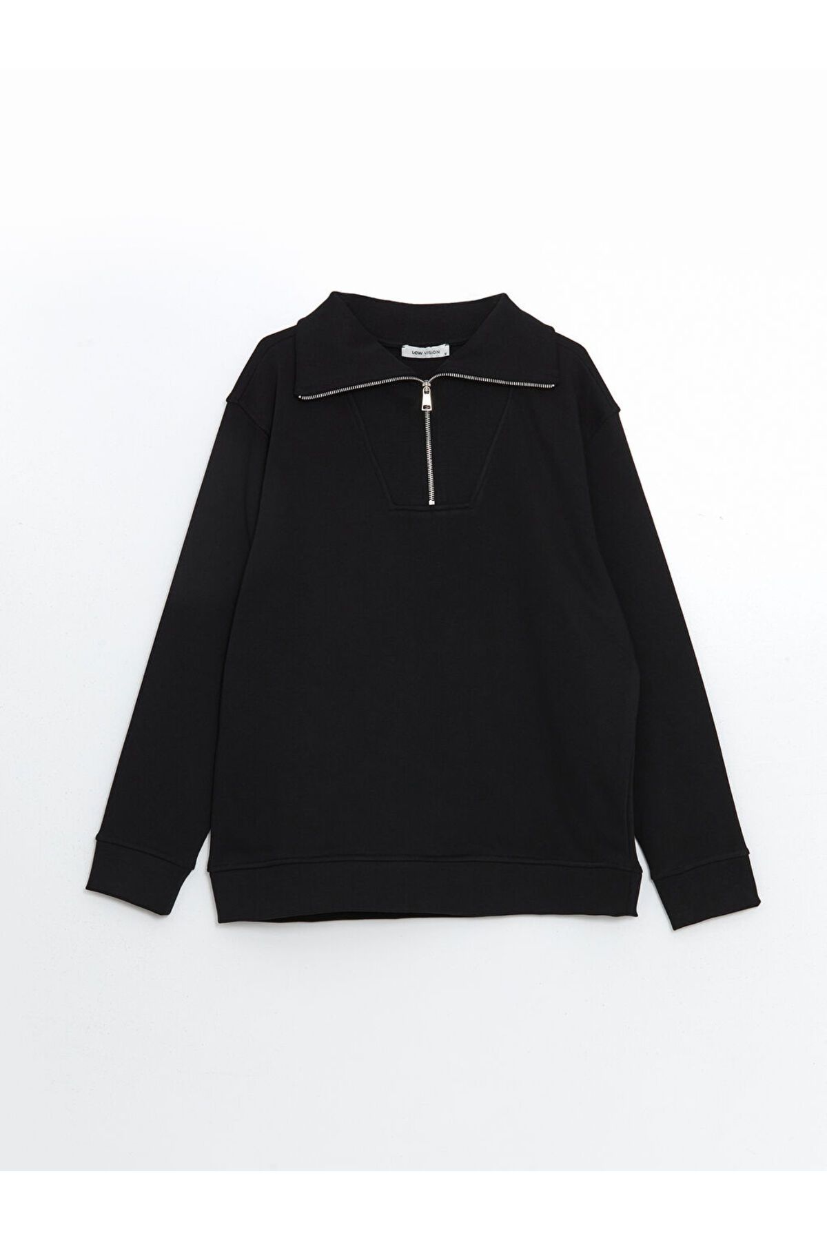 LC Waikiki-Lcw Vision Black Zippered Stand Collar Men's Sweatshirt 1