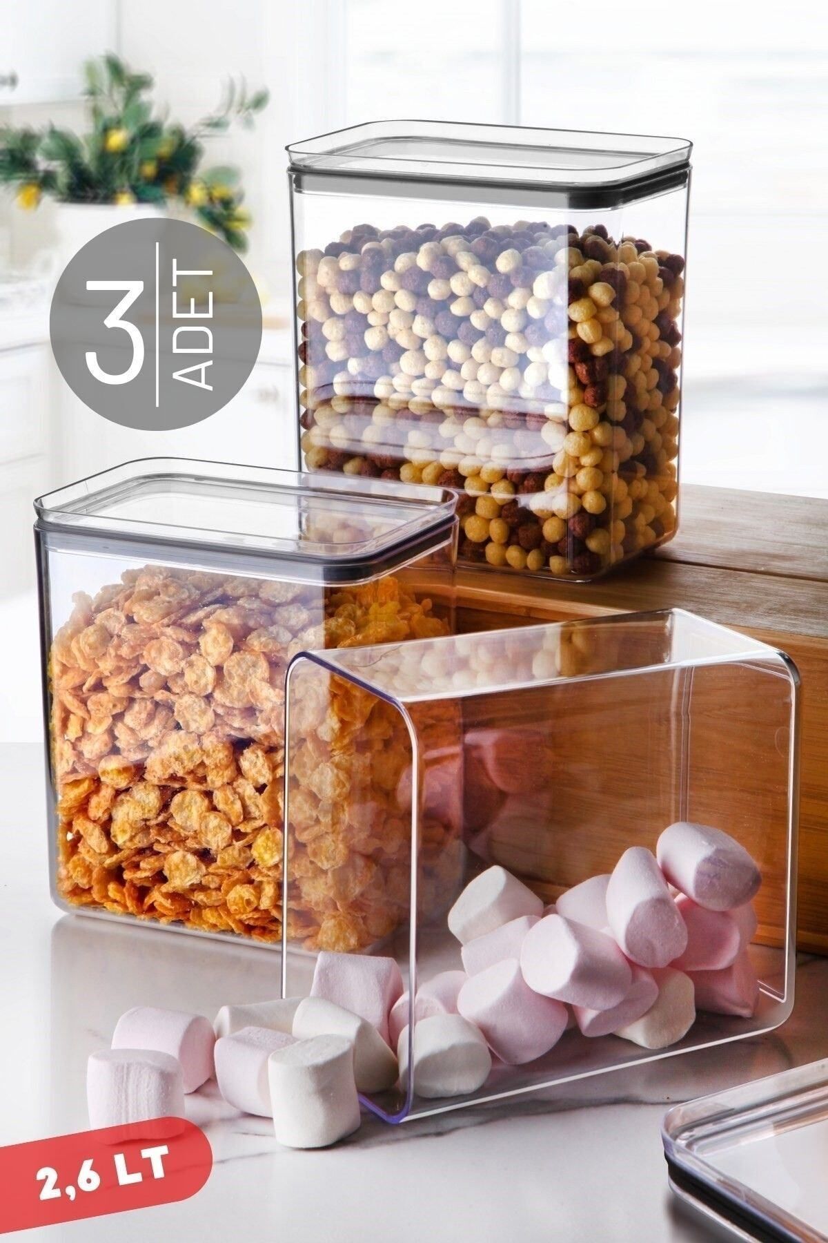 NY HOME-3 Transparent 2.60 Lt Rectangular Storage Containers 1
