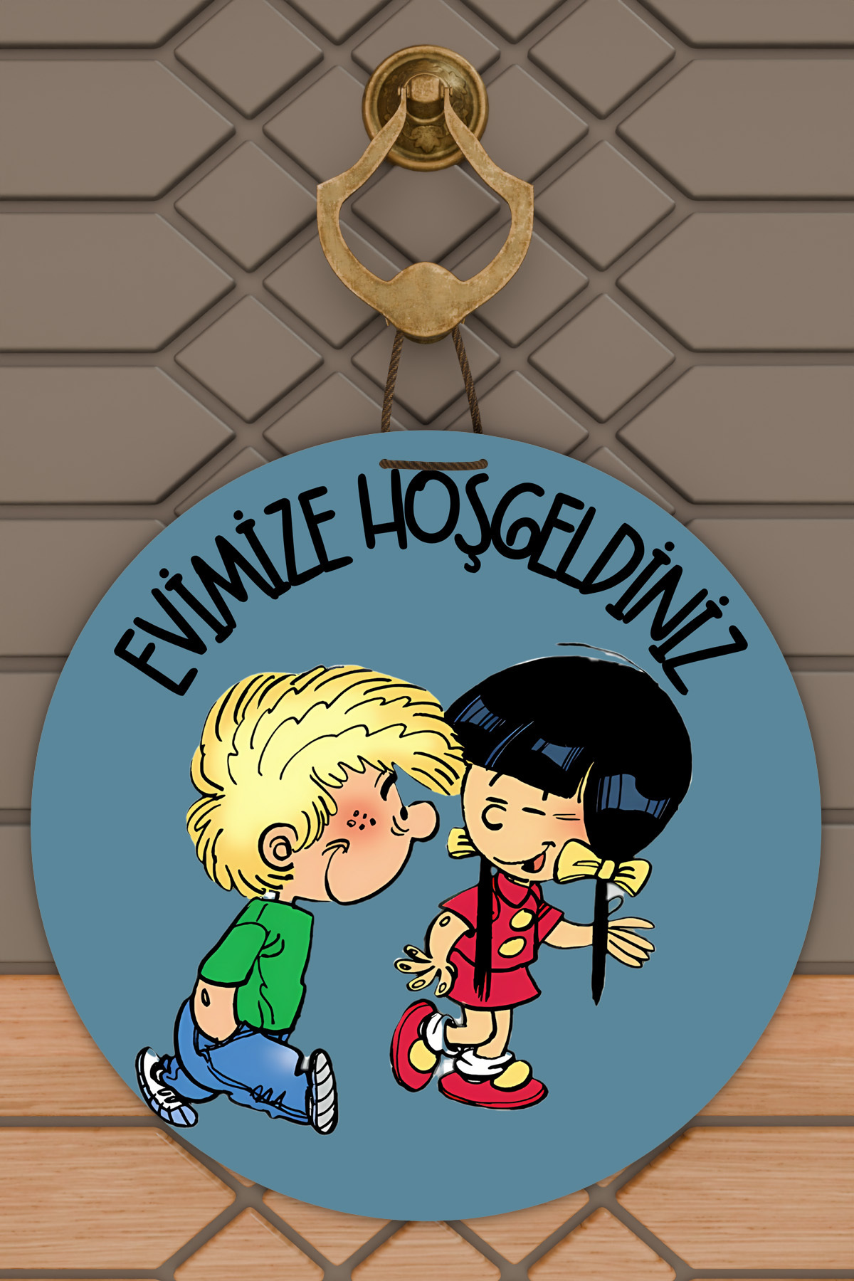 Modern Digital Wooden Door Ornament - Blue Chen Cedric Welcome To Our Home Door Ornament