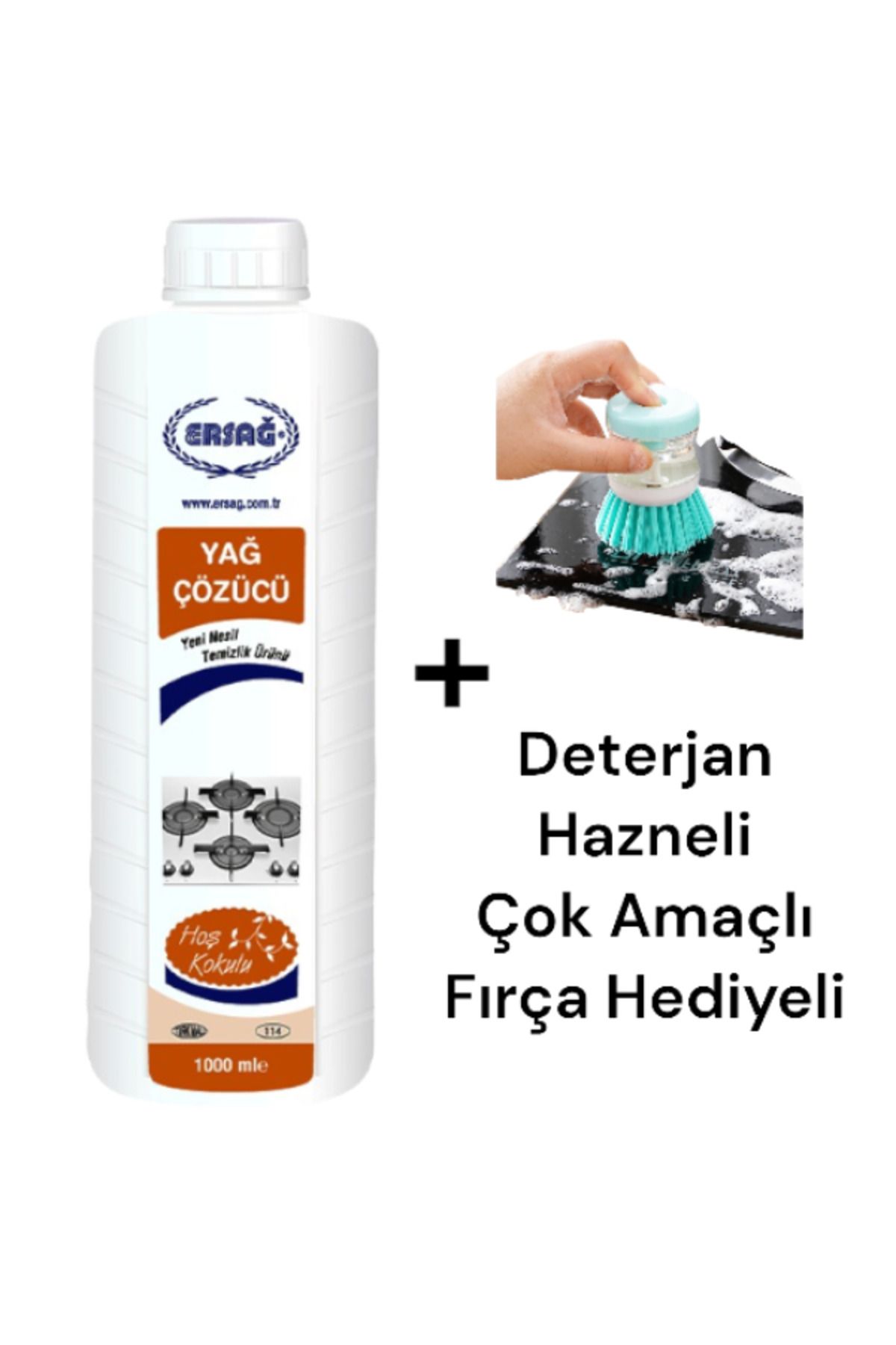 Ersağ Yağ Çözücü 1000 ml - Çok Amaçlı Fırça Hediye