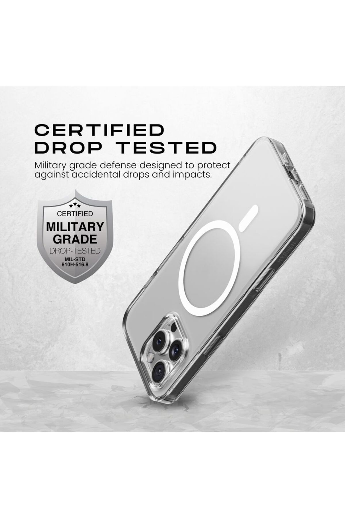 HYPHEN-جراب AIRE MagSafe الشفاف - iPhone 16 Pro Max - جراب تم اختباره ضد السقوط بدرجة عسكرية 6.9 5