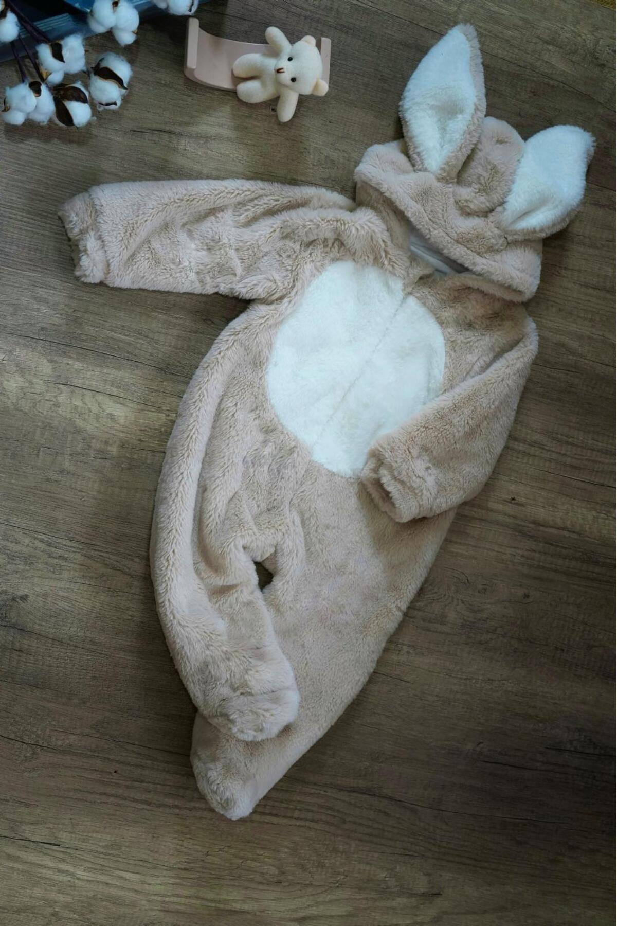 tinykiddesign Bebek Welsoft Tavşan Kulaklı Tulum Pamuklu Kapşonlu Yumuşak Tulum Kişiye Özel Isimli Nakışlı fotoğrafı 5 (önizleme)