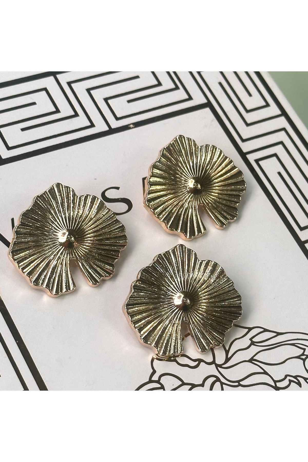 ODDA TASARIM ATÖLYESİ-Custom Design Gold Flower Pattern Large Size Design Button 3Pcs(4cm) 3