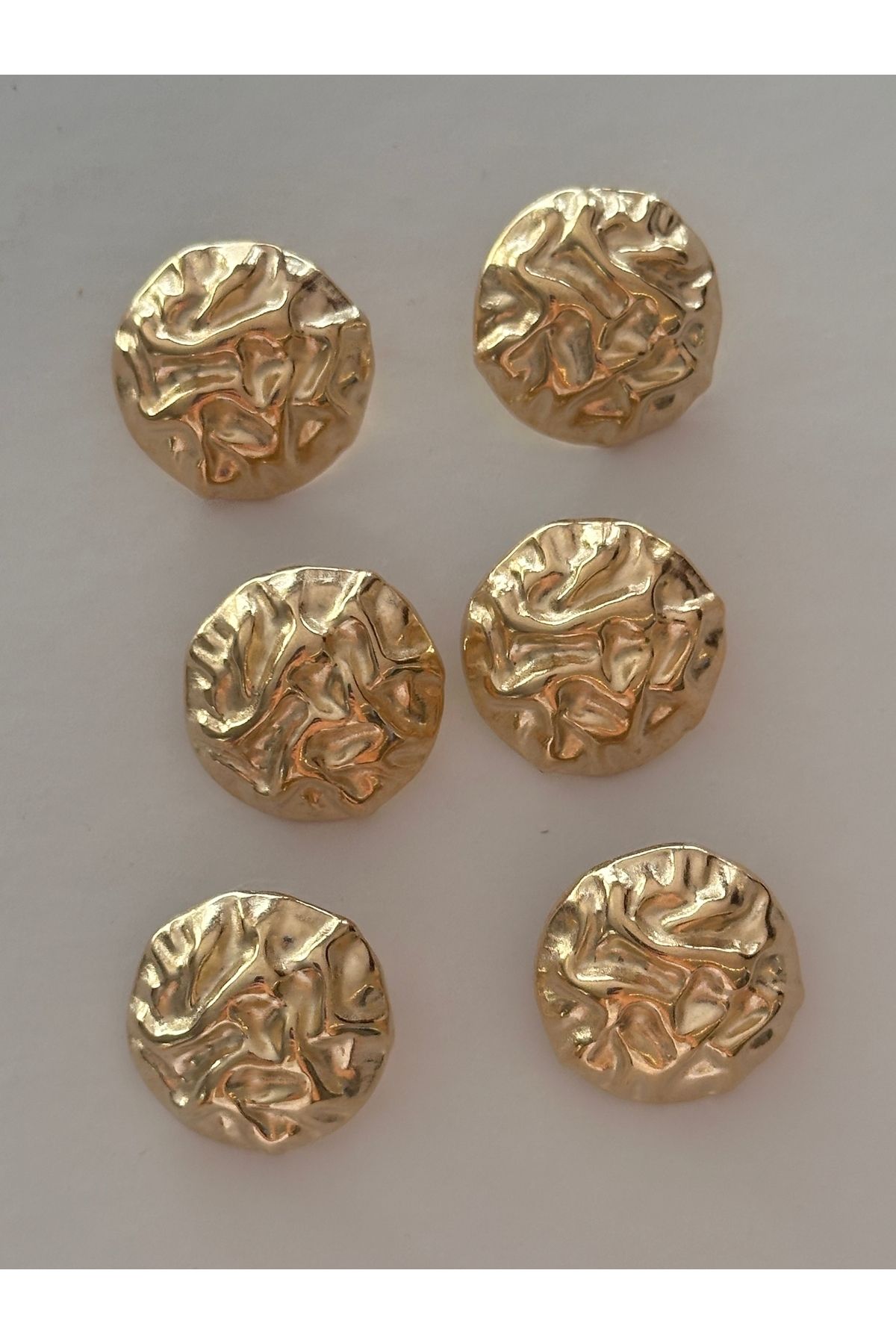 ODDA TASARIM ATÖLYESİ-Top Wrinkled Model Light Gold Metal 6-Piece Button Set 3
