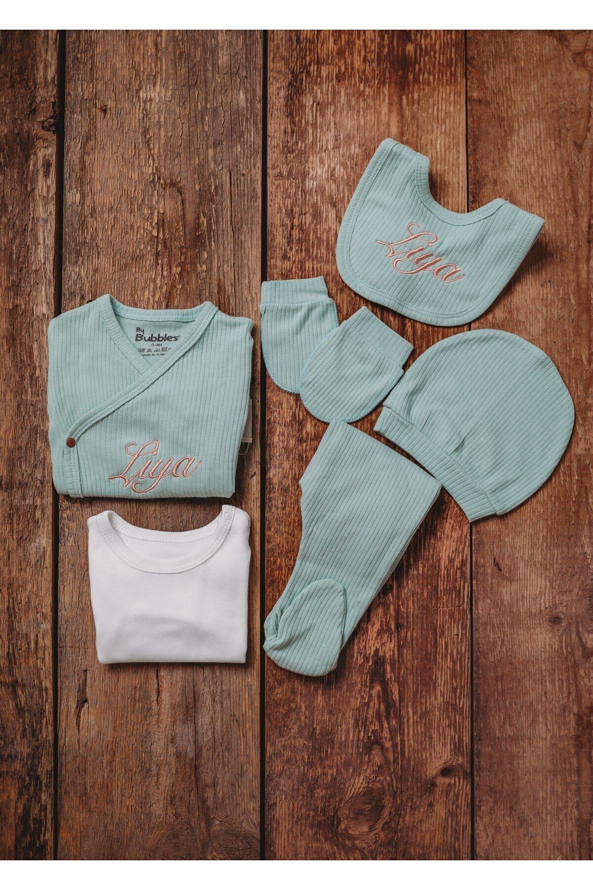 tinykiddesign Zıbın Seti Yeni Doğan Hediyelik Zıbın Seti 6 Parça Yeşil 0-3 Ay Istediğiniz Ismi Nakışla Yazıyoruz fotoğrafı 5 (önizleme)