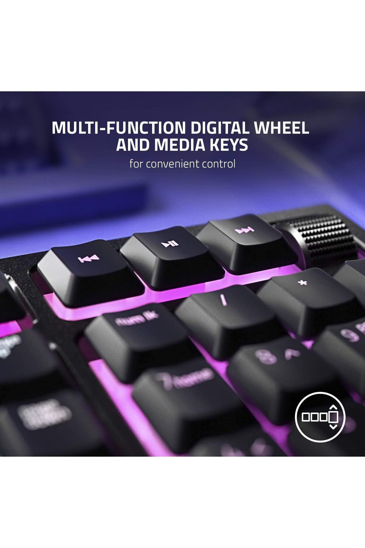 RAZER-Ornata V2 Gaming Keyboard - Hybrid Mecha-Membrane, RGB, Multi-Function Wheel, Arabic Layout 3