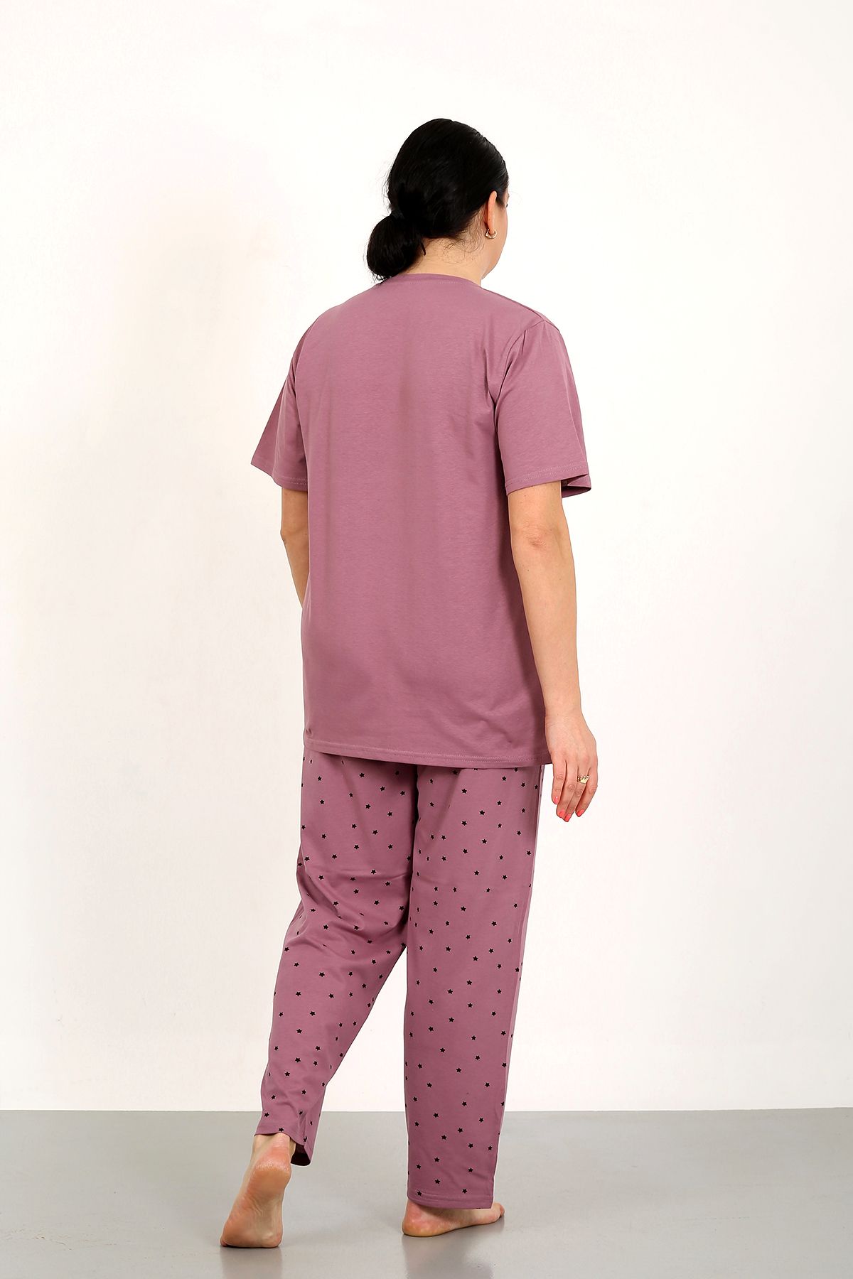 nisaNCa-100% Cotton Large Size Short Sleeve Women's Pajamas Set 3