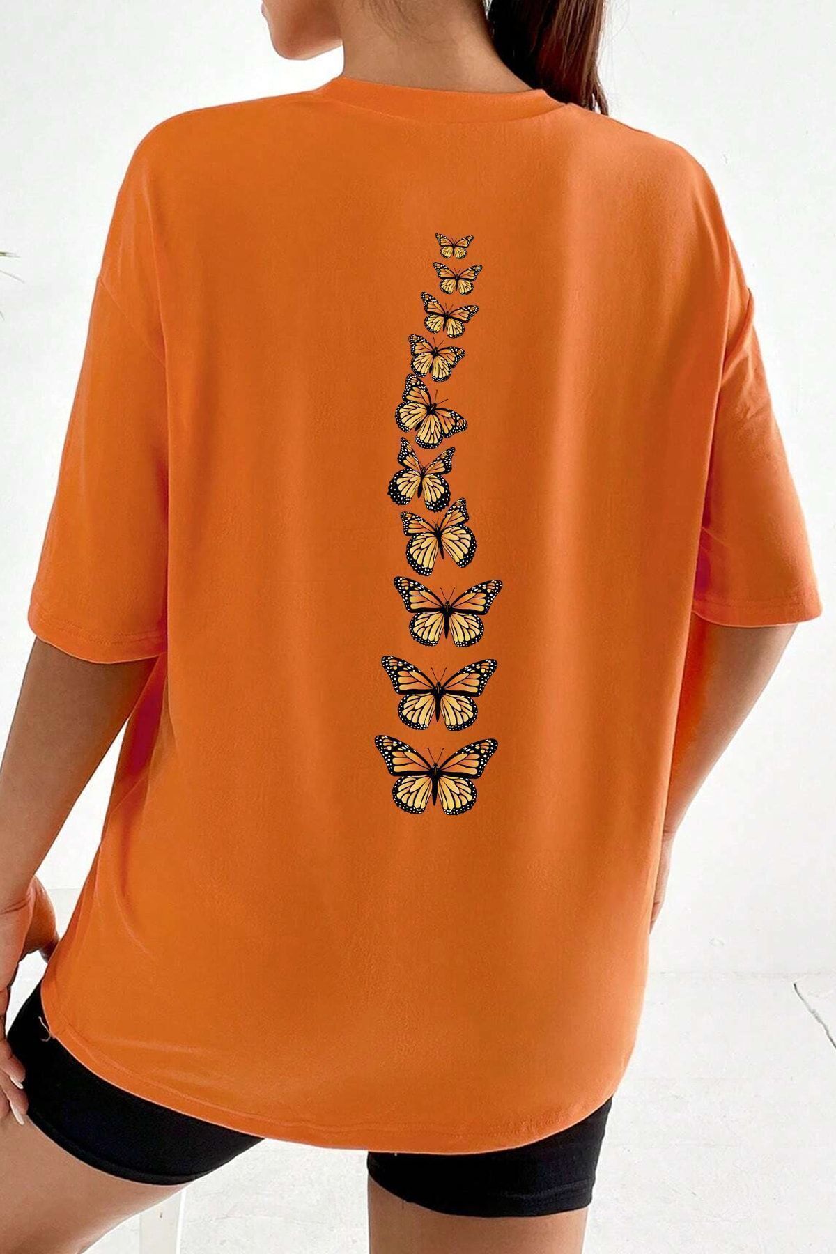 ModaSphere Unisex Sırt Kral Kelebek Baskılı T-shirt