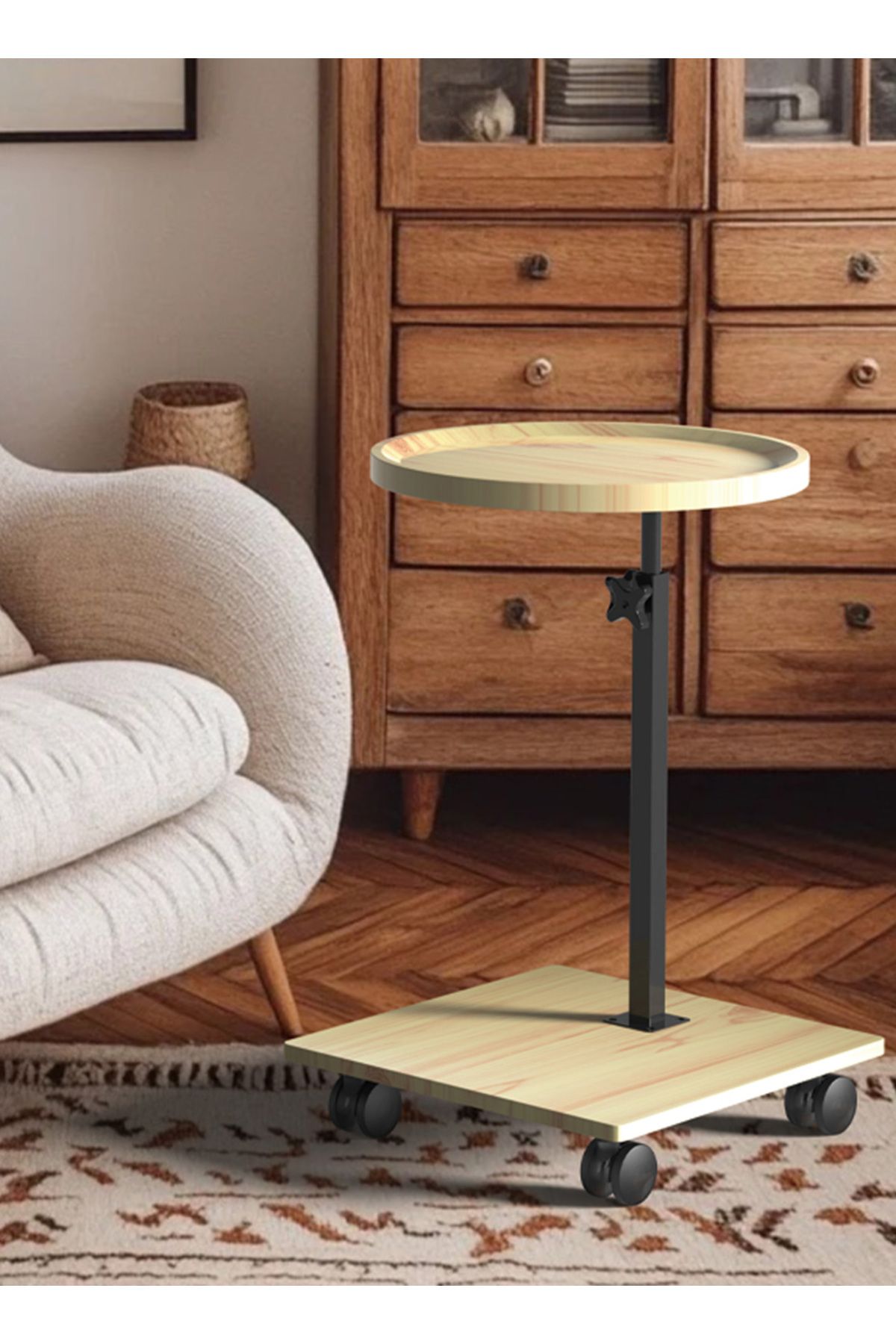 sharpdo-Nordic Retro Sofa Lifting Side Table, Movable Living Room Corner Sofa Side Table Small Side Table 5