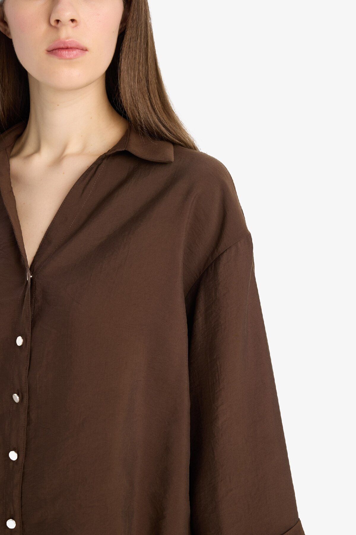 DeFacto-Loose Fit Apaşk Collar Basic μακρυμάνικο πουκάμισο E9007AX25SP 4