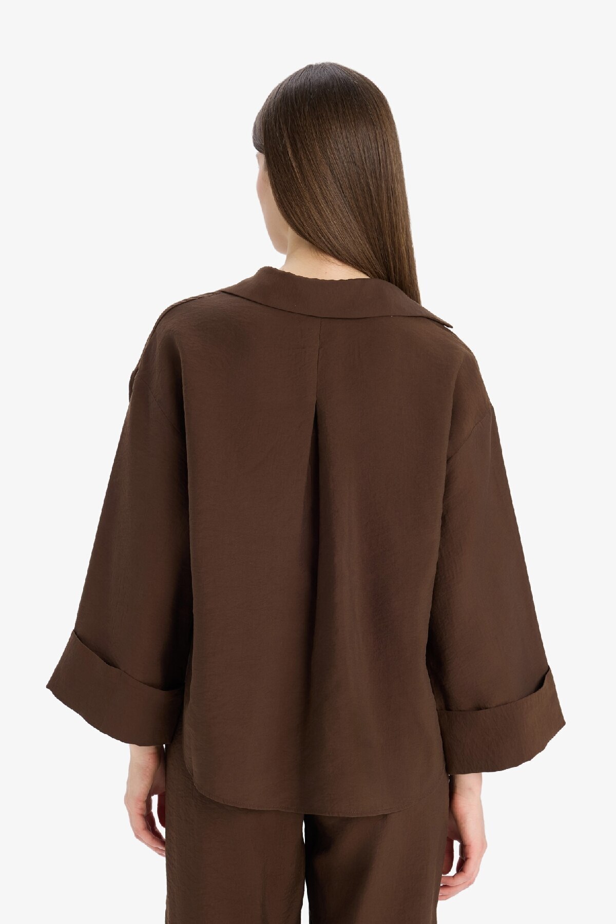 DeFacto-Loose Fit Apaşk Collar Basic μακρυμάνικο πουκάμισο E9007AX25SP 5