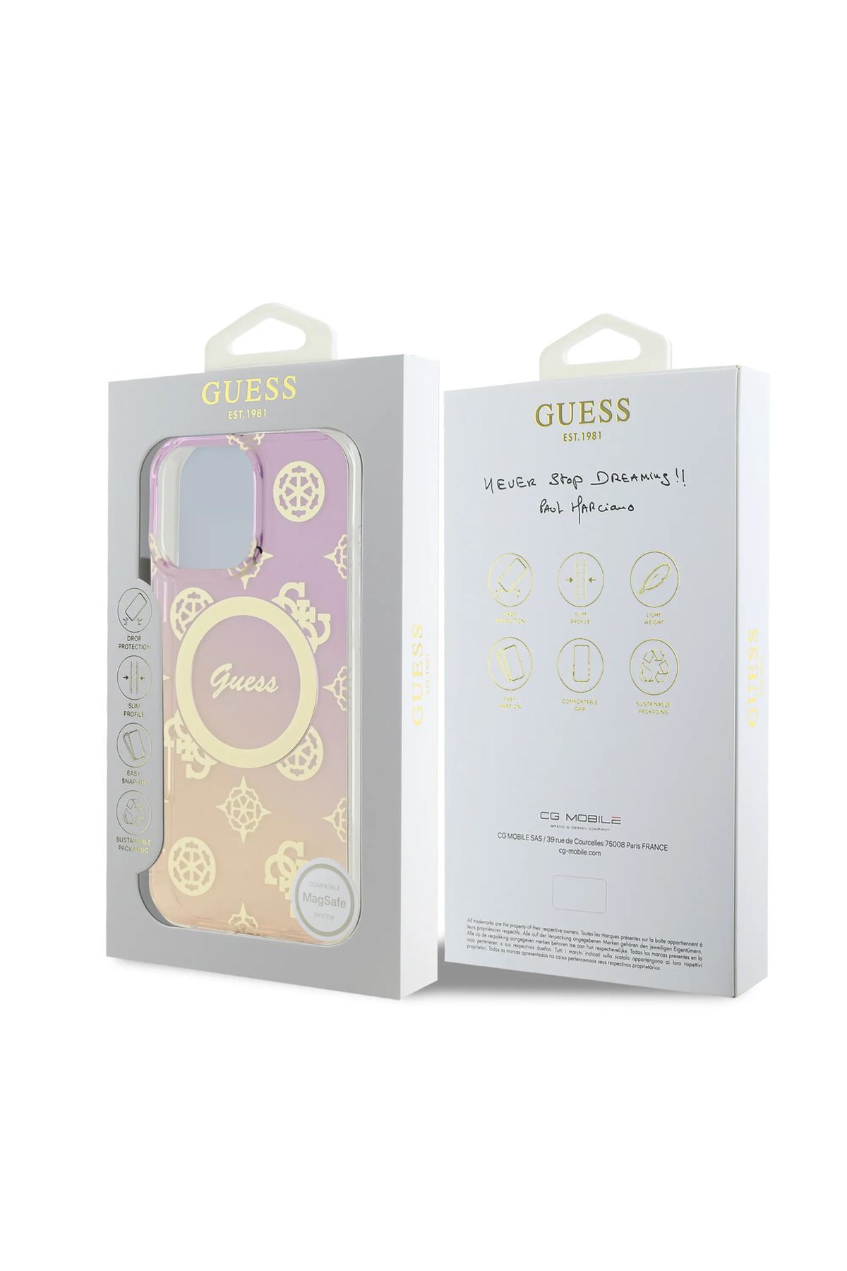 CG Mobile-Guess Magsafe Iml Gradient Hard Case With Peony Pattern For iPhone 16 Pro Max - P 4