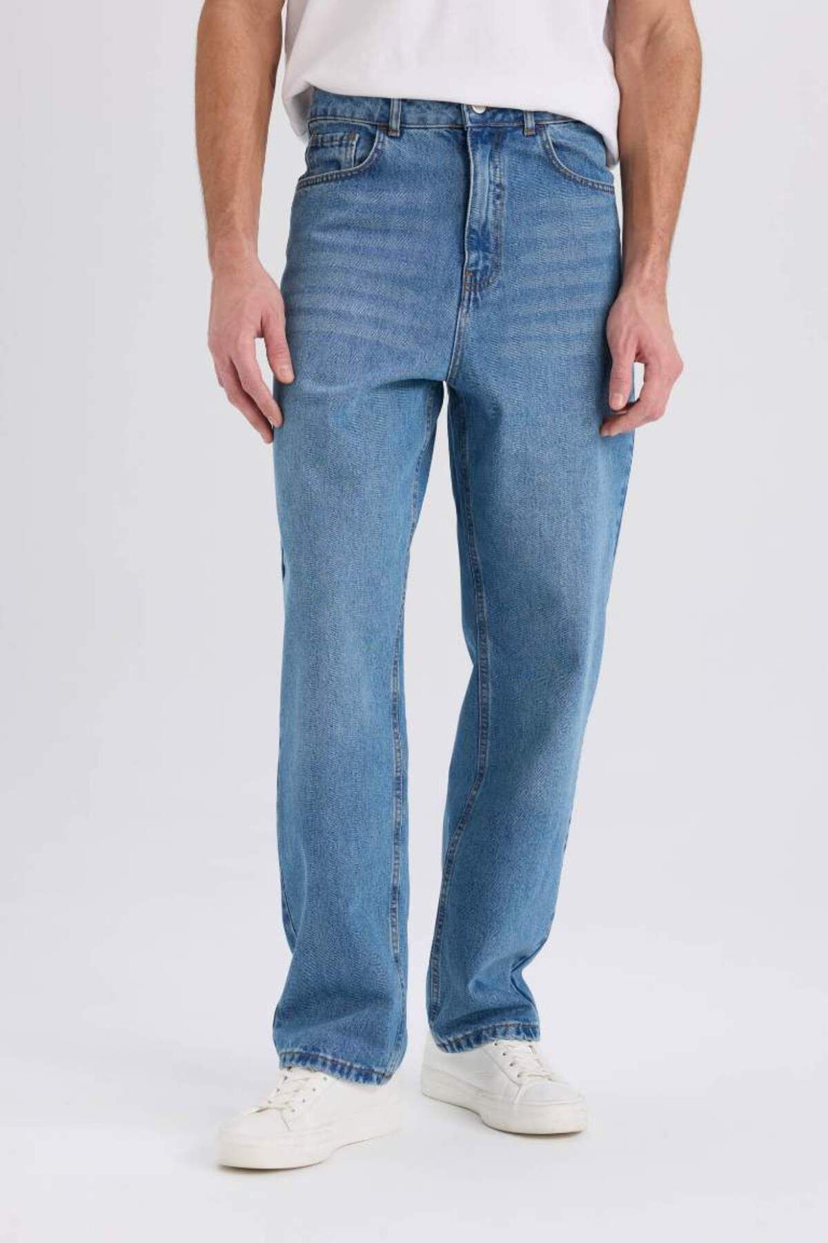 DeFacto Yeni Sezon %100 Pamuk Baggy Fit Geniş Kalıp Normal Bel Geniş Paça Jean Pantolon