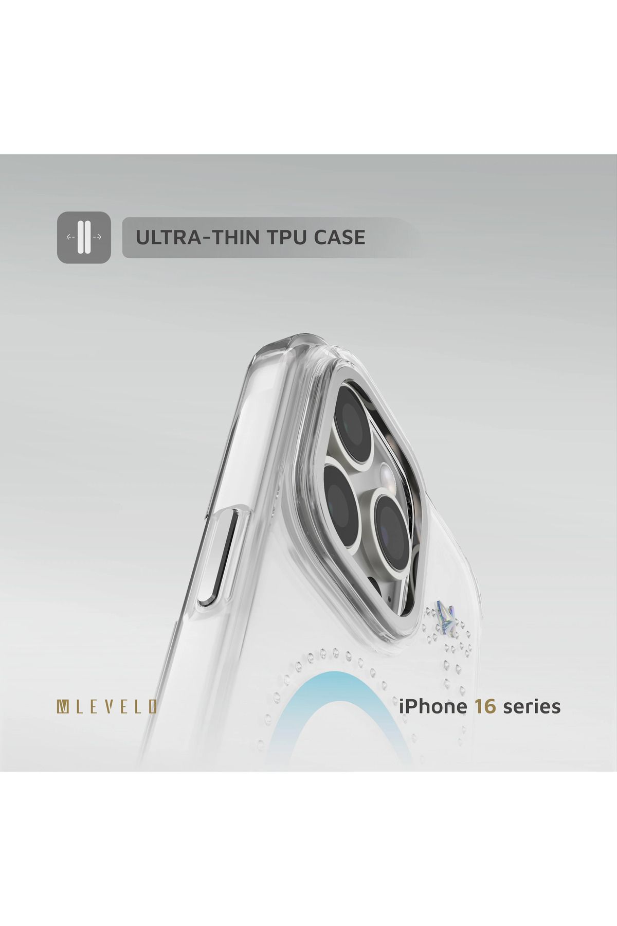 Levelo-جراب Butterfly Magsafe لهاتف iPhone 16 Pro Max - شفاف/ قزحي الألوان 7