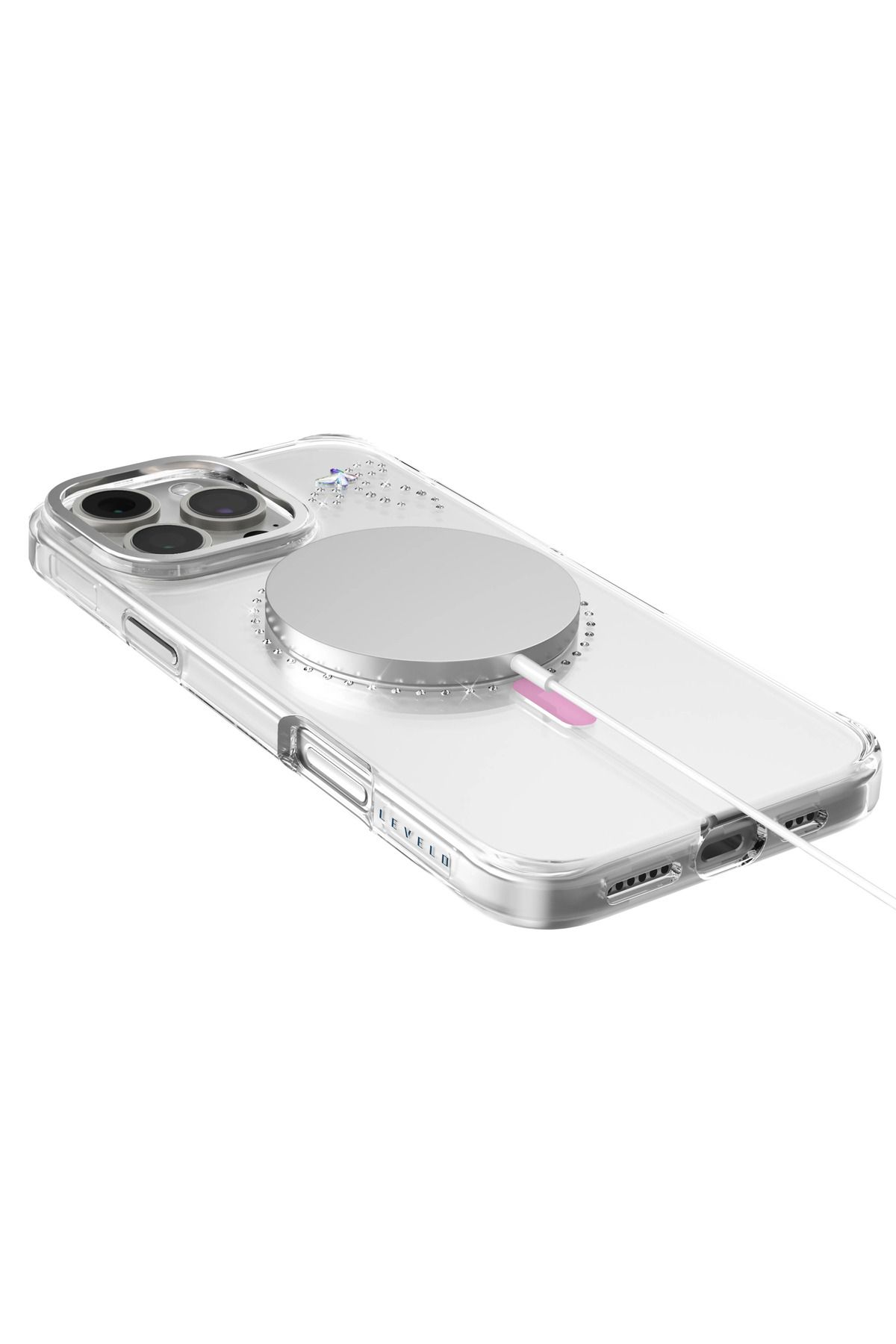 Levelo-جراب Butterfly Magsafe لهاتف iPhone 16 Pro Max - شفاف/ قزحي الألوان 2