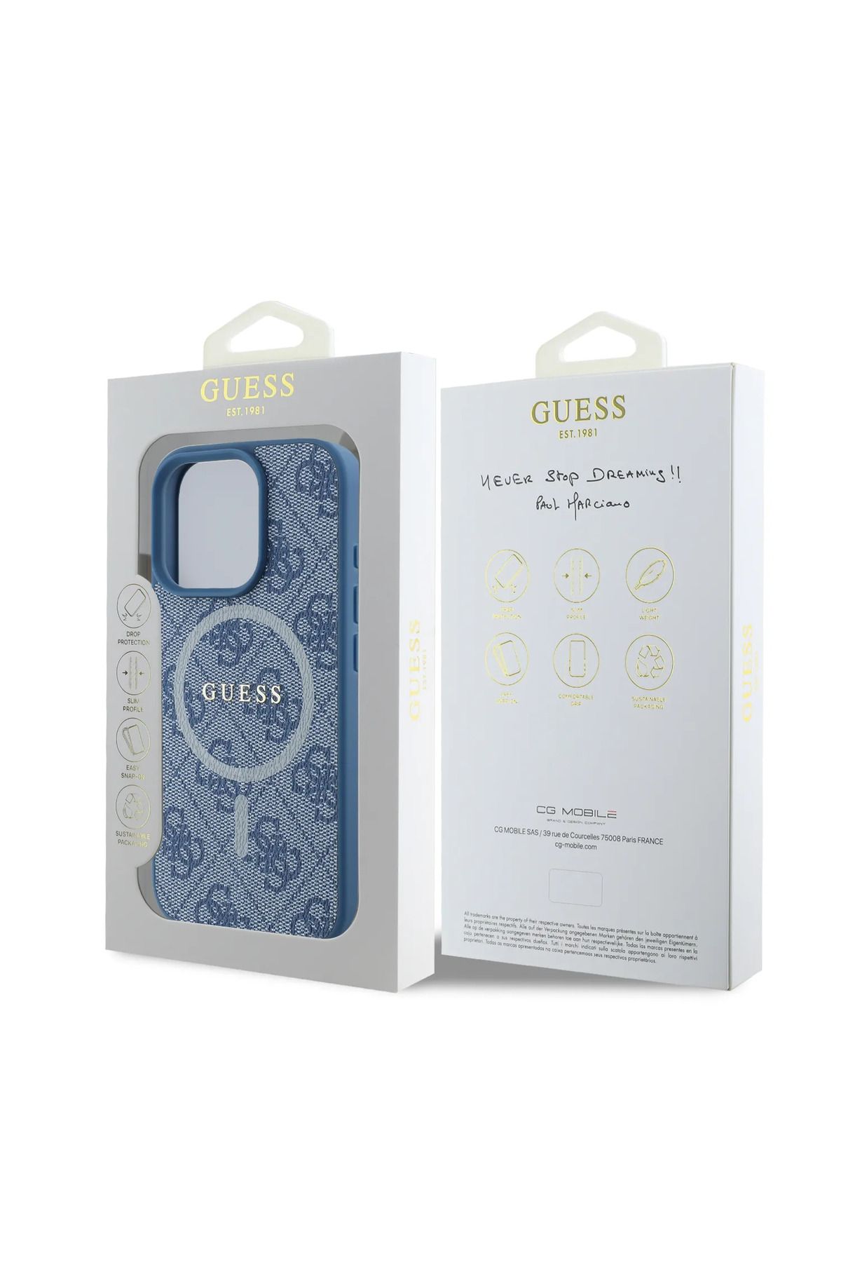 CG Mobile-Guess Magsafe Pu 4G Hard Case With Classic Logo For iPhone 16 Pro - Blue 3