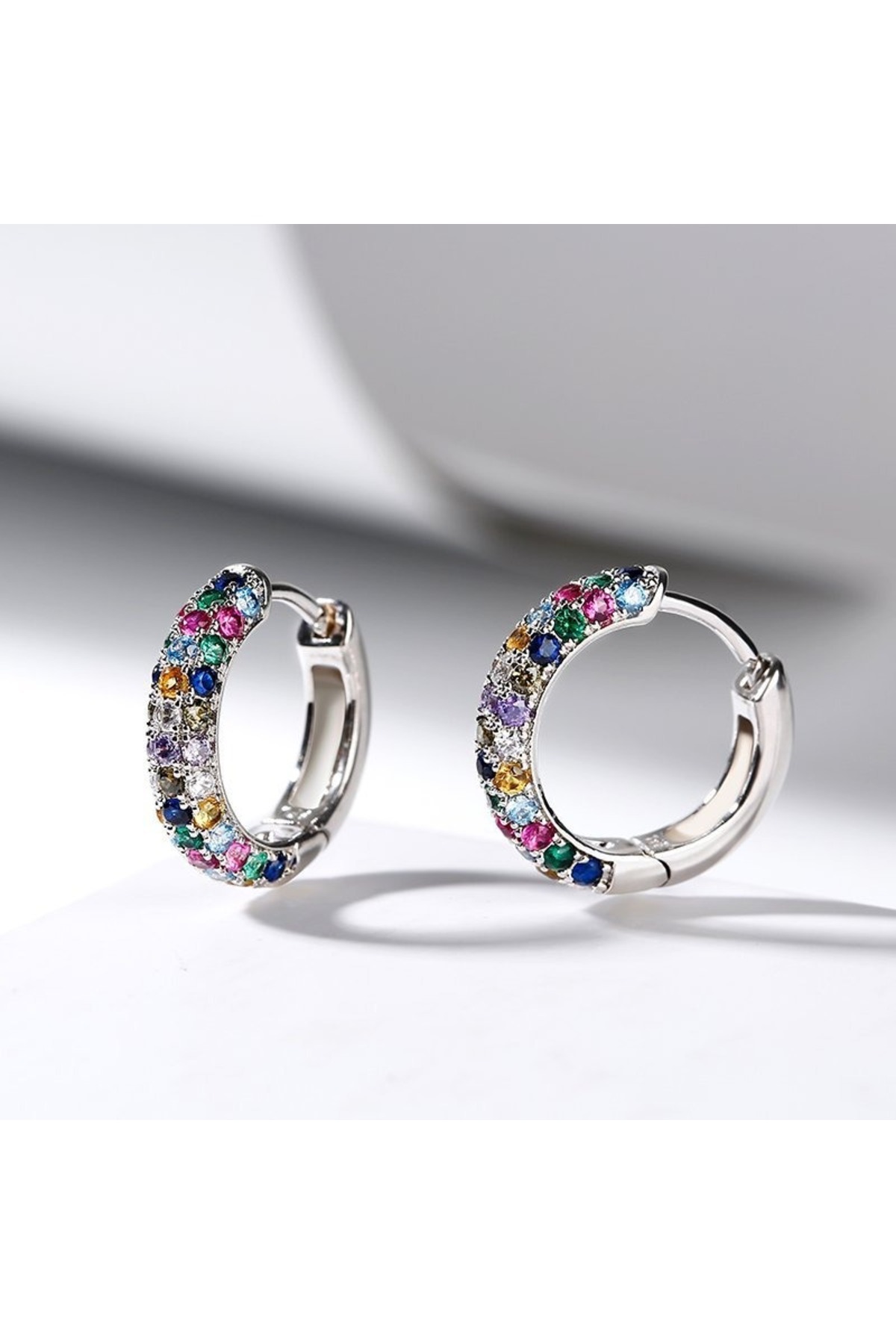 Choice WA4114-1 Crystal Lymphatic Drainage Earrings Colorful Crystal Round Hoop Earrings Fashion Magnetothe