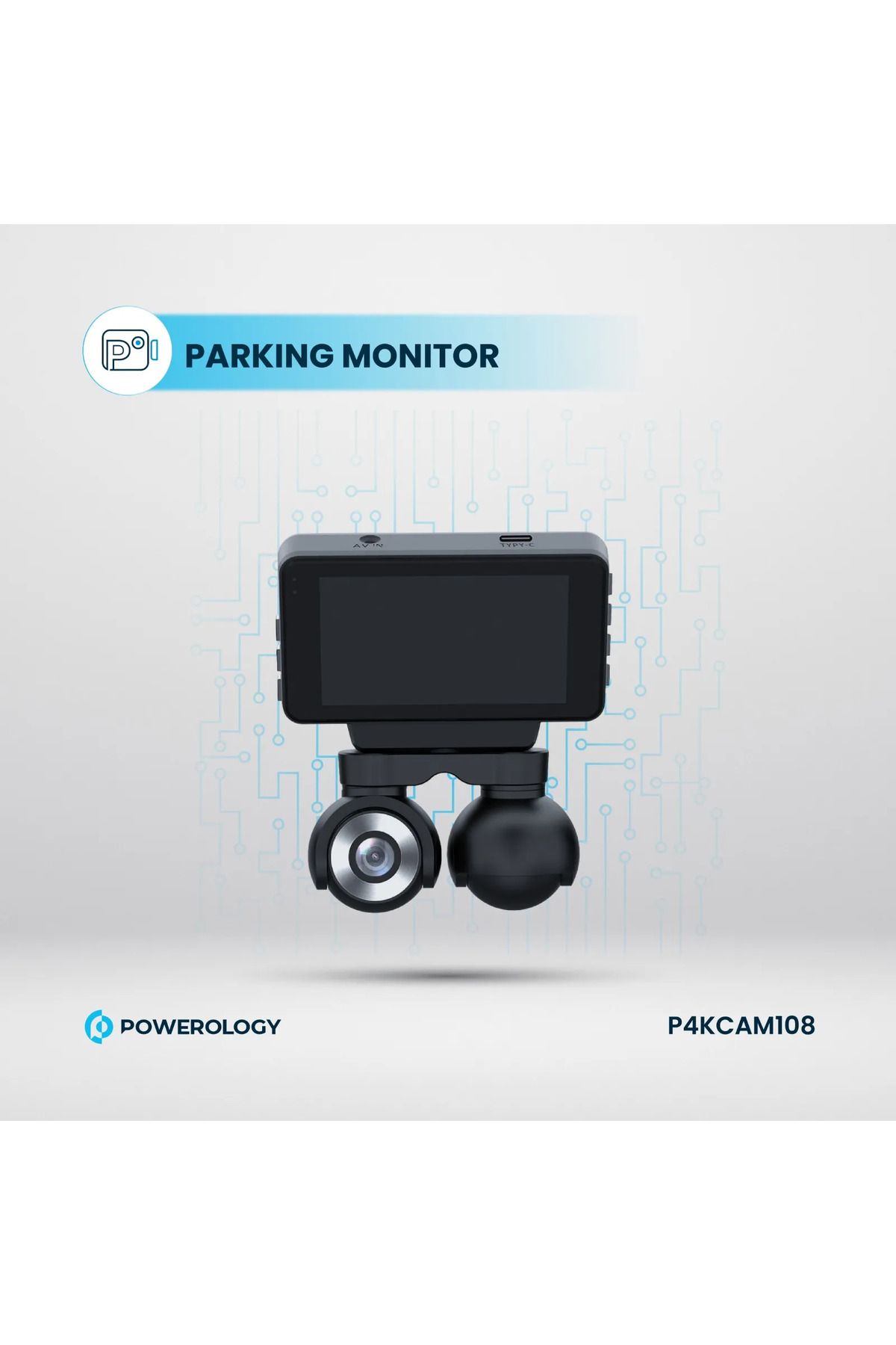 Powerology-3" Touch Screen 4K Dash Camera 1.5M Type-C Cable - Black 4
