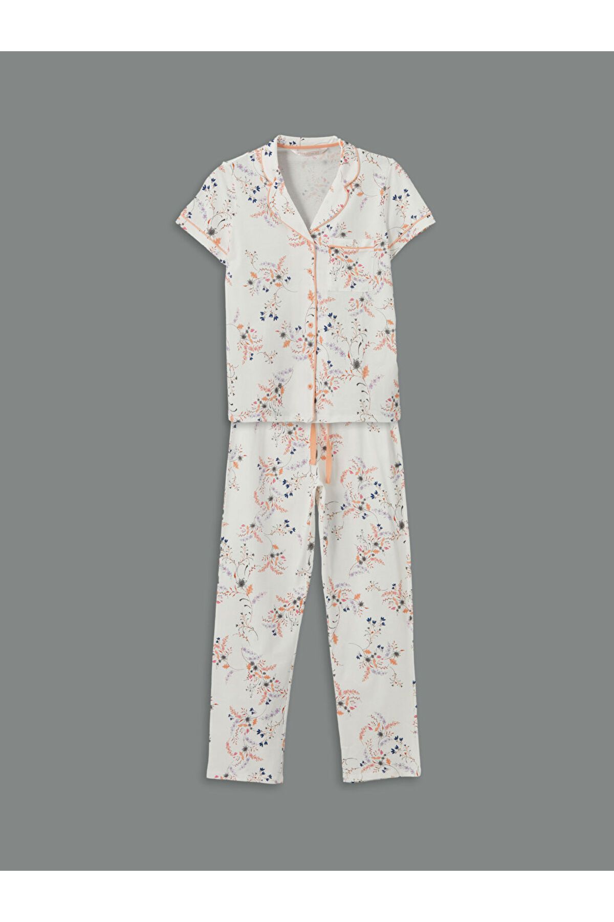 LC Waikiki Yeni Sezon Gomlek Yaka Cicekli Kadin Pijama Takim - S5GS71Z8