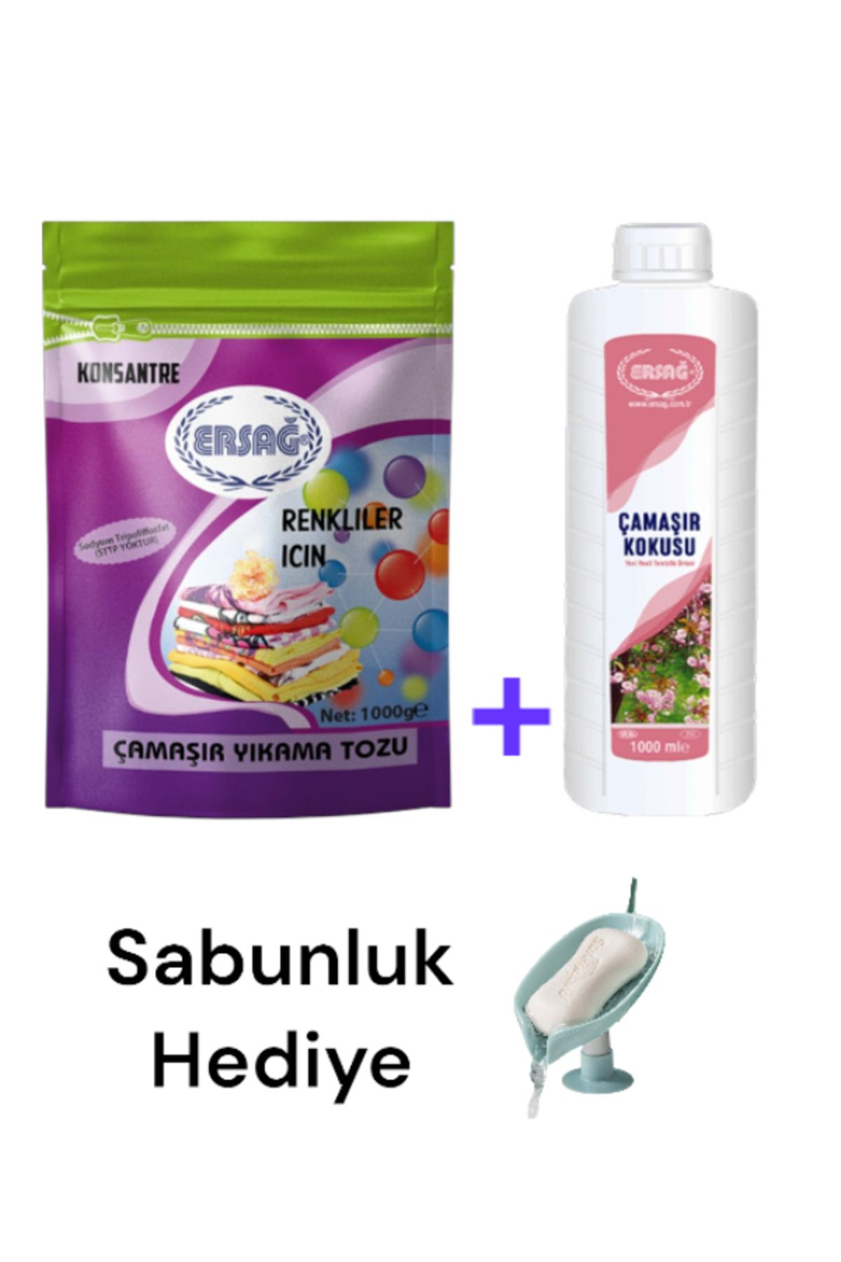 Ersağ Renkliler İçin Çamaşır YıkamaTozu 1000 GR + Çamaşır Kokusu 1000 ML   101-99