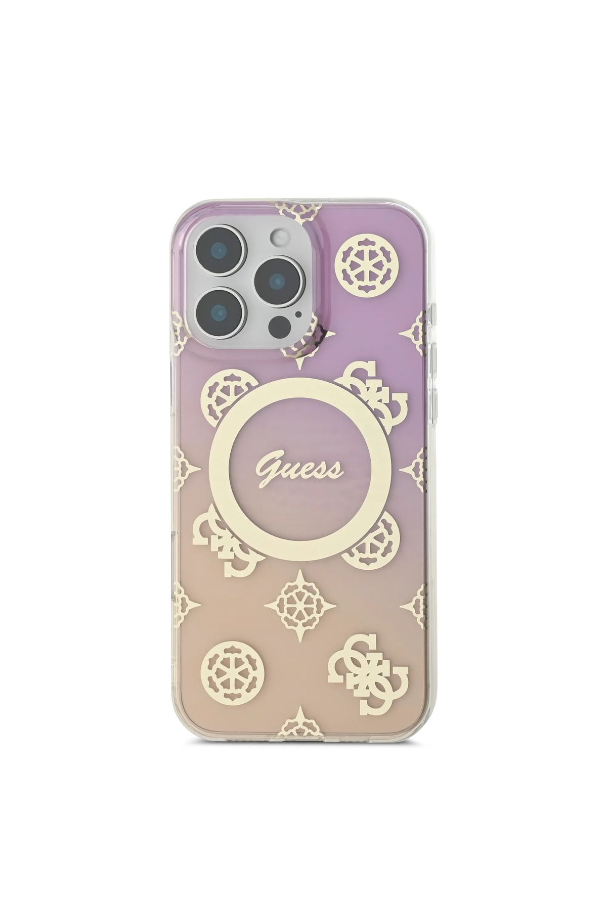 CG Mobile-Guess Magsafe Iml Gradient Hard Case With Peony Pattern For iPhone 16 Pro Max - P 8