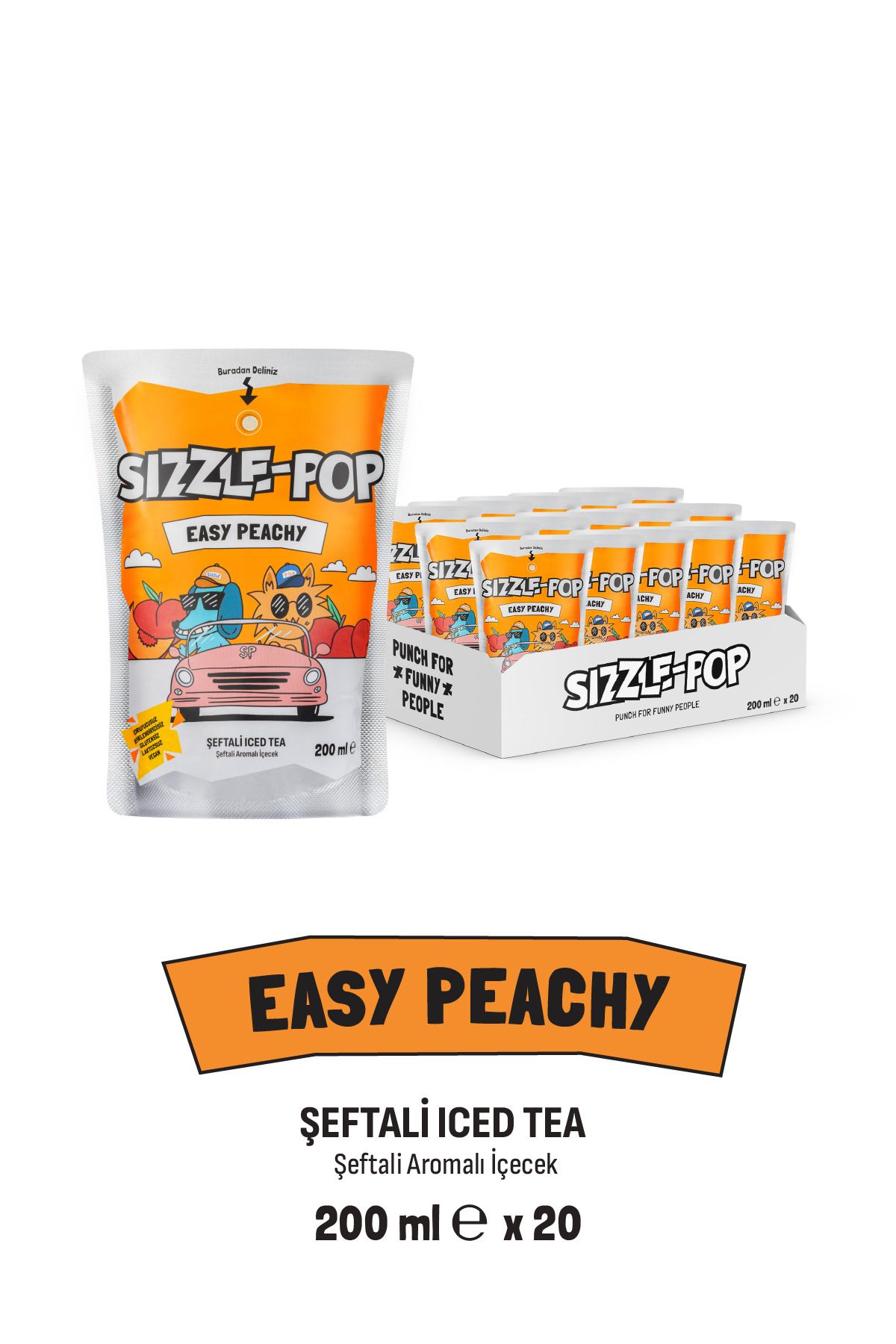 SIZZLE-POP EASY PEACHY ŞEFTALİ SOĞUK ÇAY 200 ML X 20 ADET