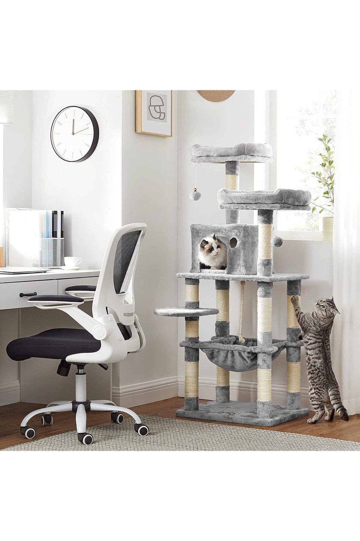 COOYA-Multi-Level Cat Tree, with Sisal-Covered Scratching Posts, Tall Cat Climbing Stand for Kitten, Pets 5